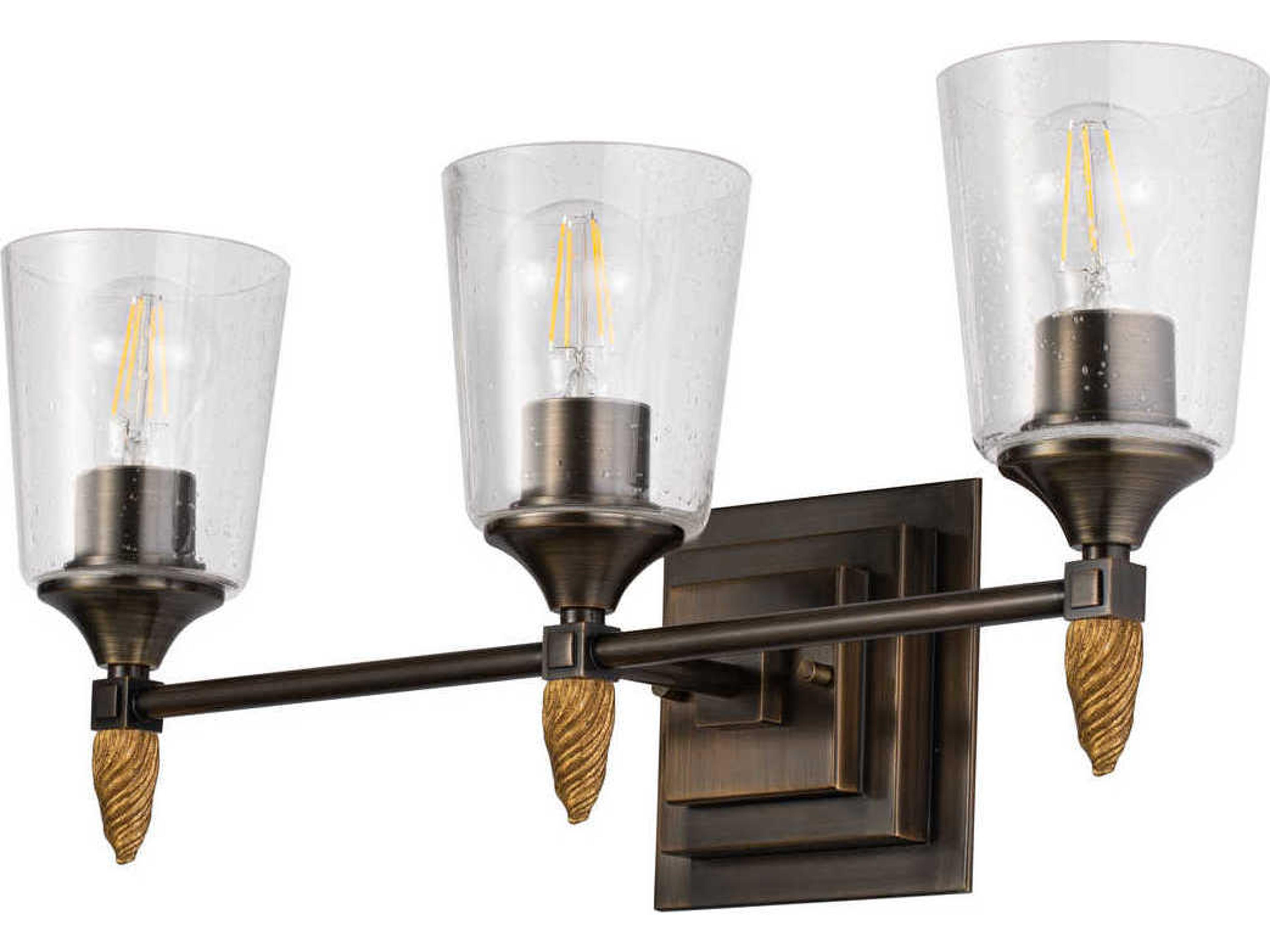 Lucas McKearn Vetiver 3-Light Dark Bronze Glass Vanity Light