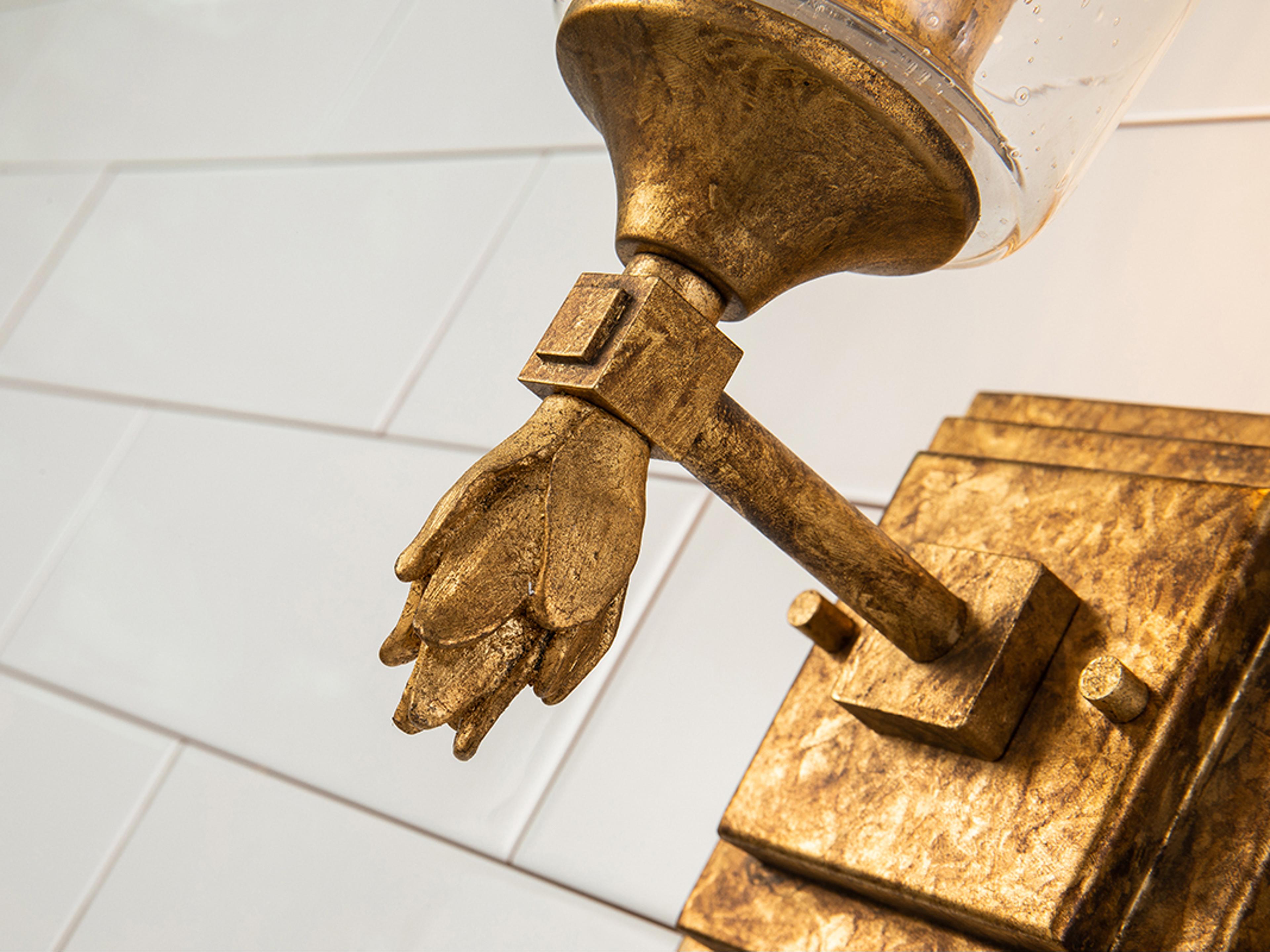 Lucas McKearn Vetiver 1-Light Gold Leaf Glass Wall Sconce