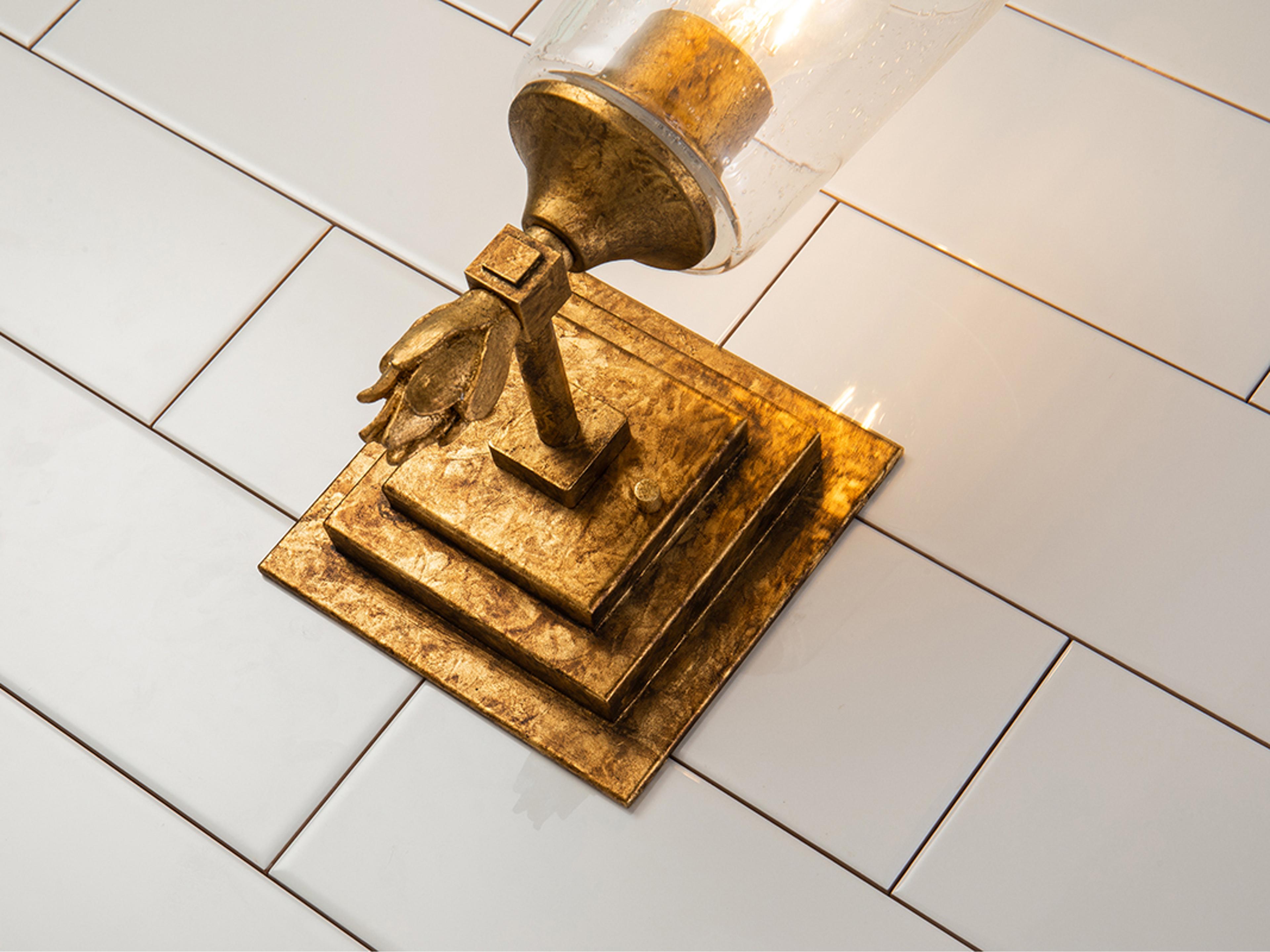 Lucas McKearn Vetiver 1-Light Gold Leaf Glass Wall Sconce