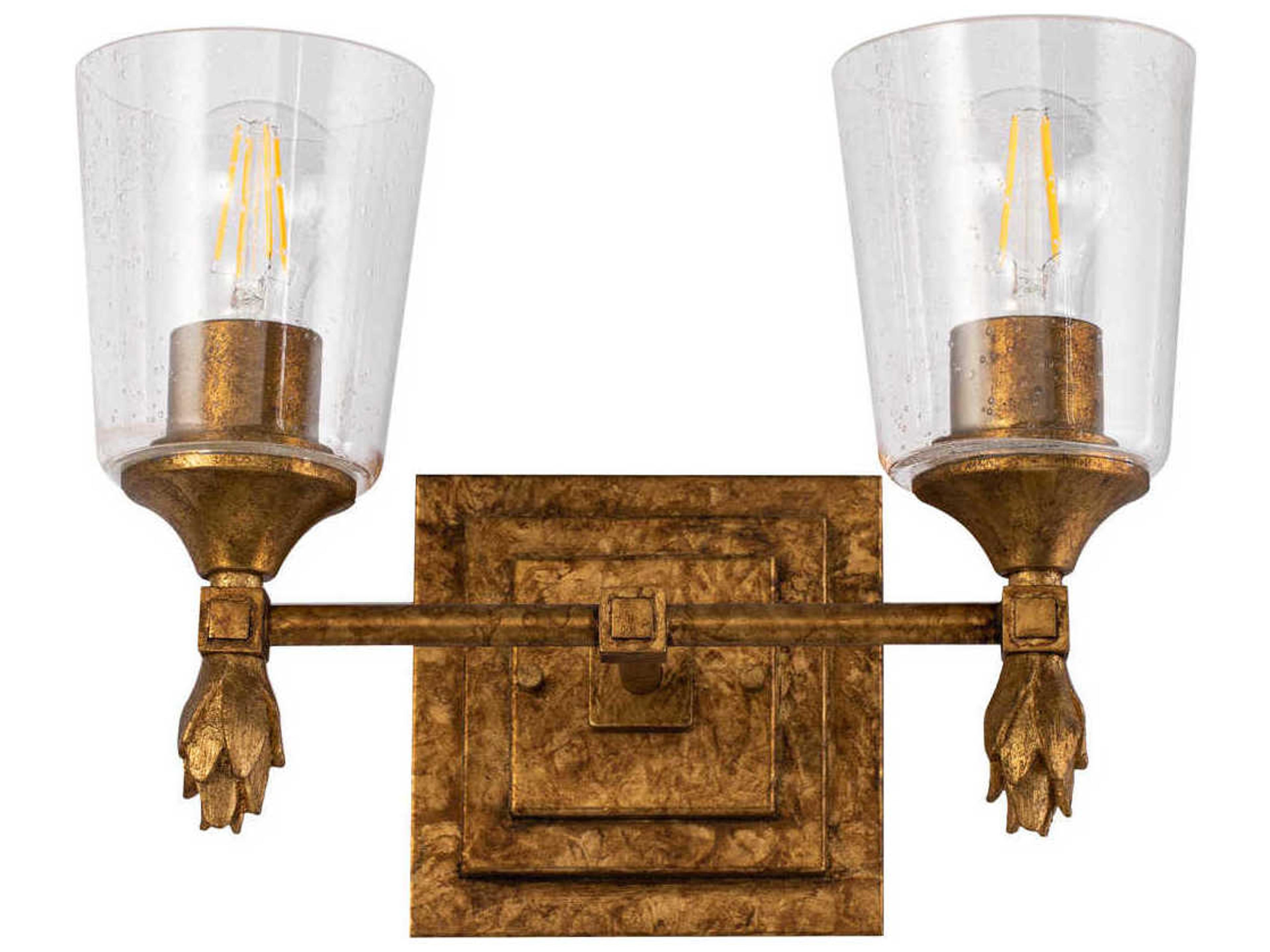 Lucas McKearn Vetiver 2-Light Gold Leaf Glass Vanity Light