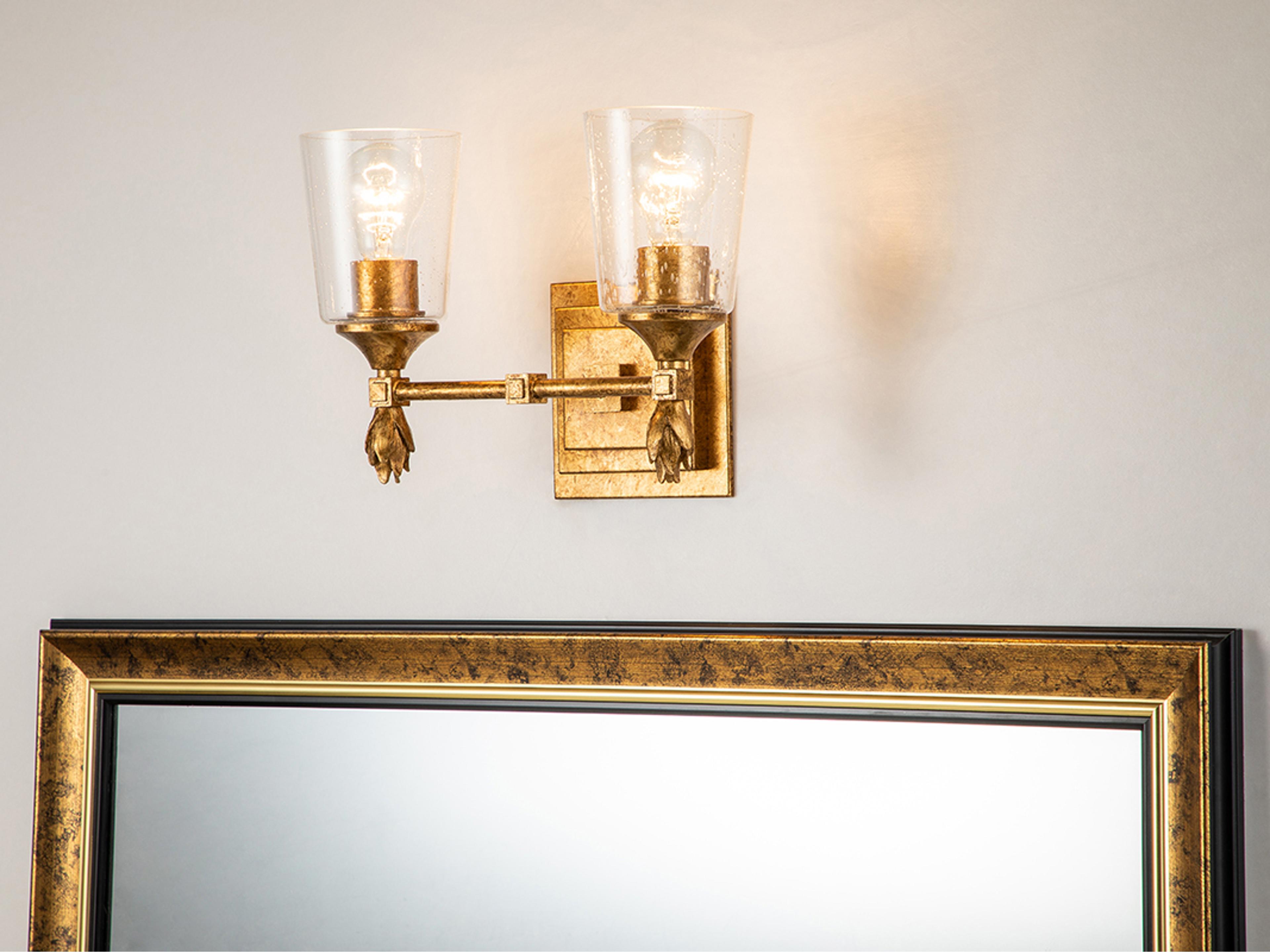 Lucas McKearn Vetiver 2-Light Gold Leaf Glass Vanity Light