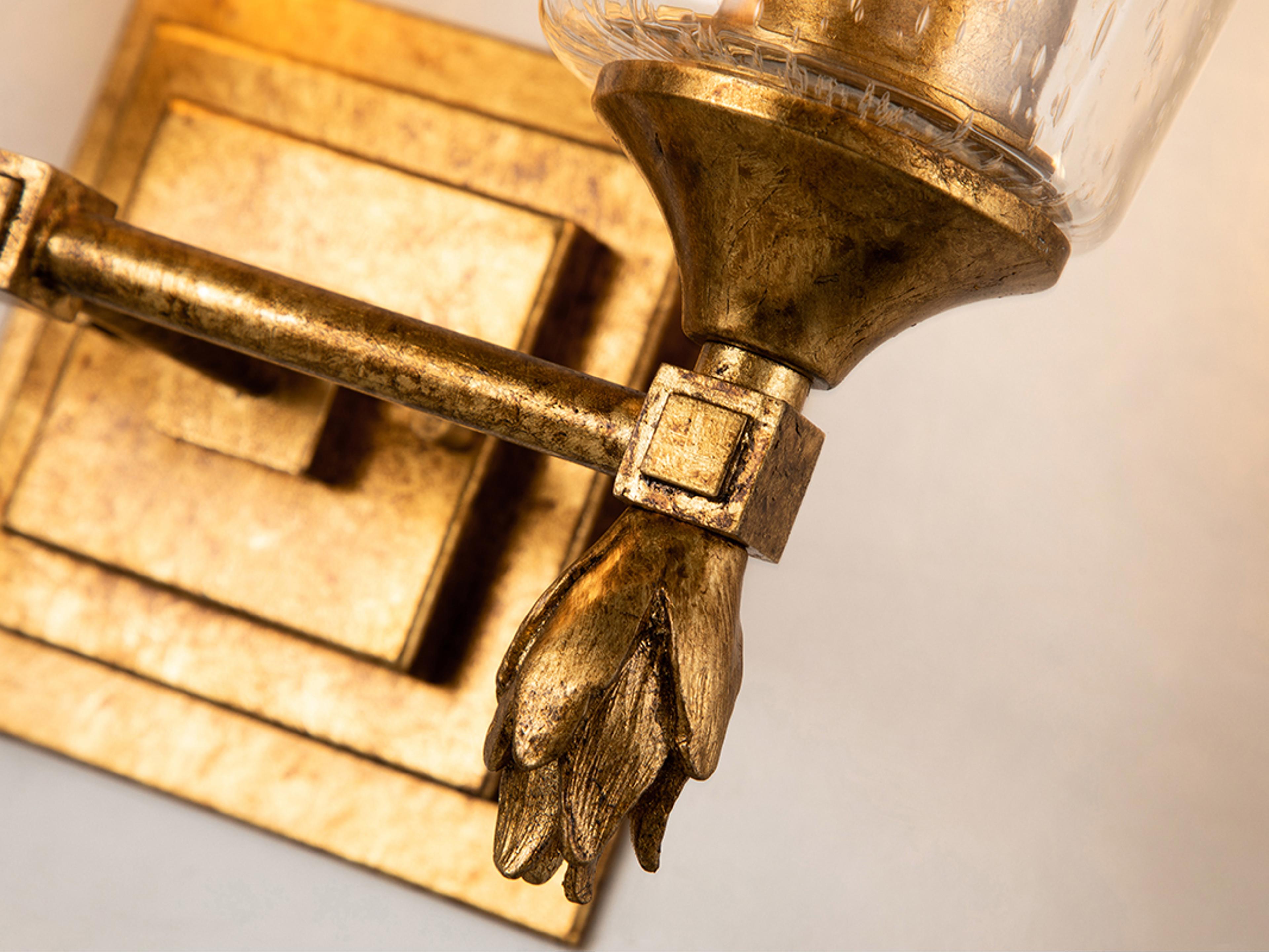 Lucas McKearn Vetiver 2-Light Gold Leaf Glass Vanity Light