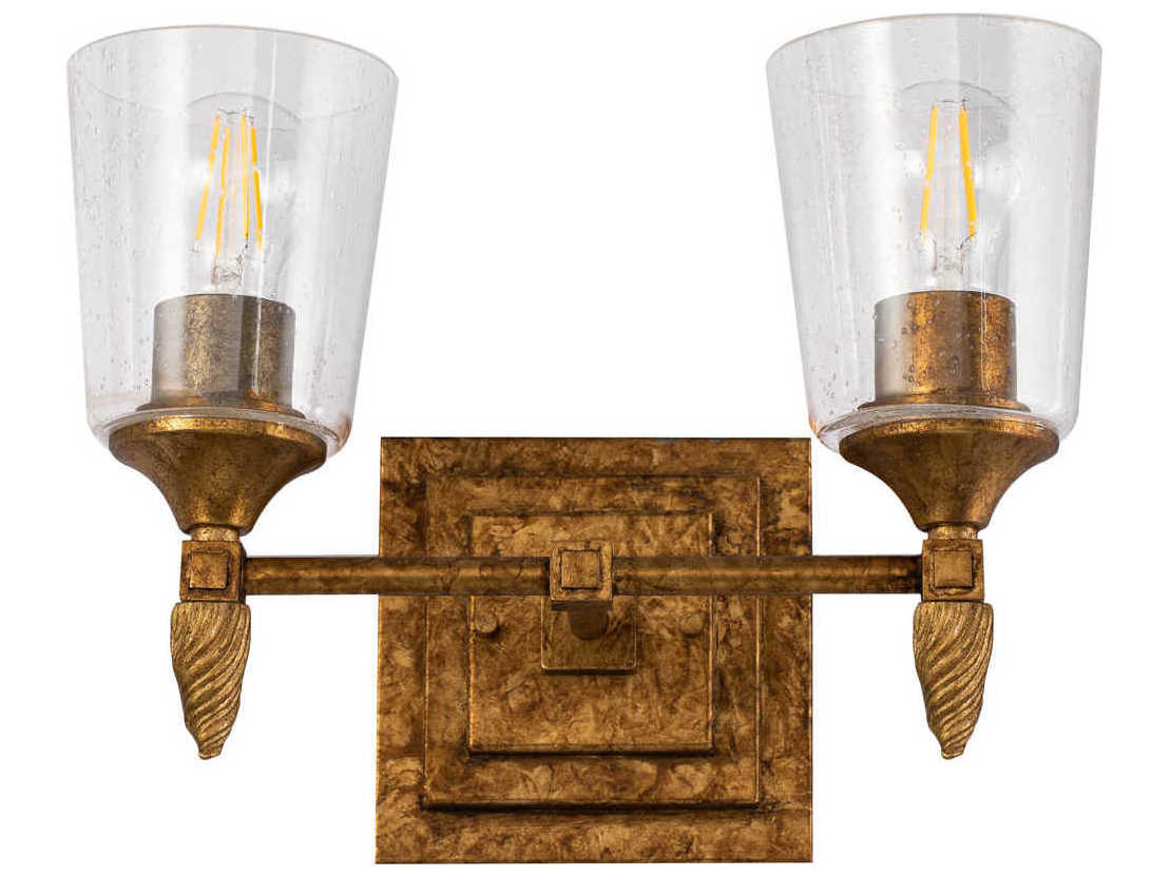 Lucas McKearn Vetiver 2-Light Gold Leaf Glass Vanity Light