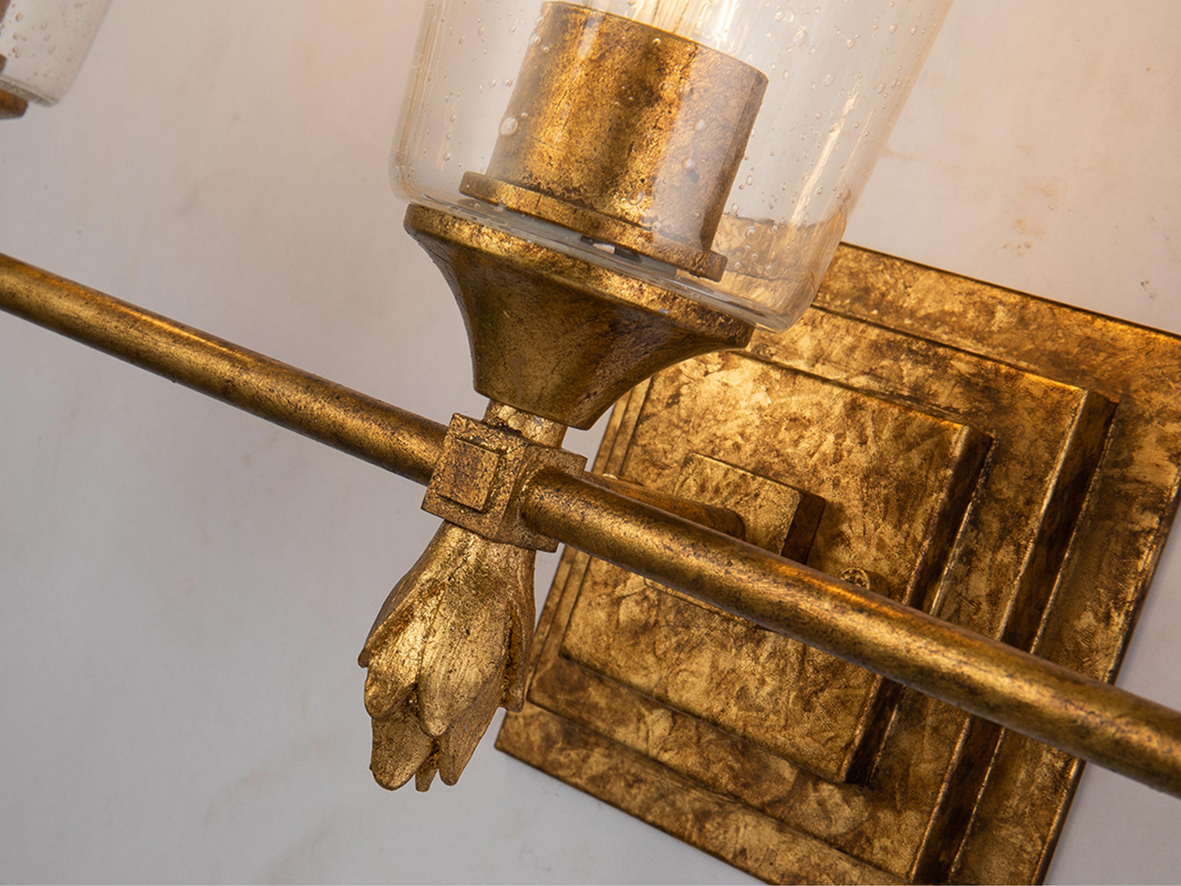 Lucas McKearn Vetiver 3-Light Gold Leaf Glass Vanity Light