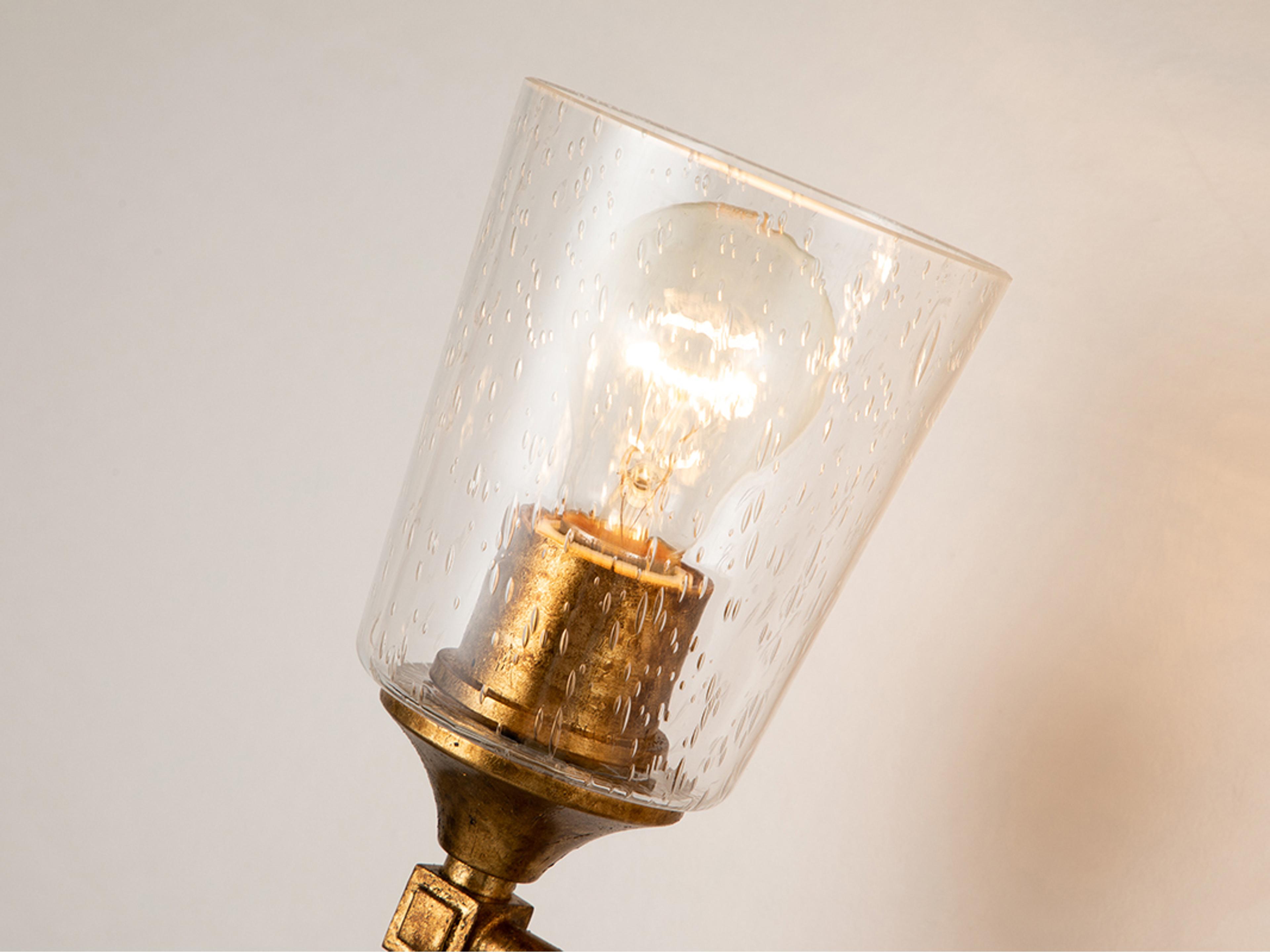 Lucas McKearn Vetiver 3-Light Gold Leaf Glass Vanity Light