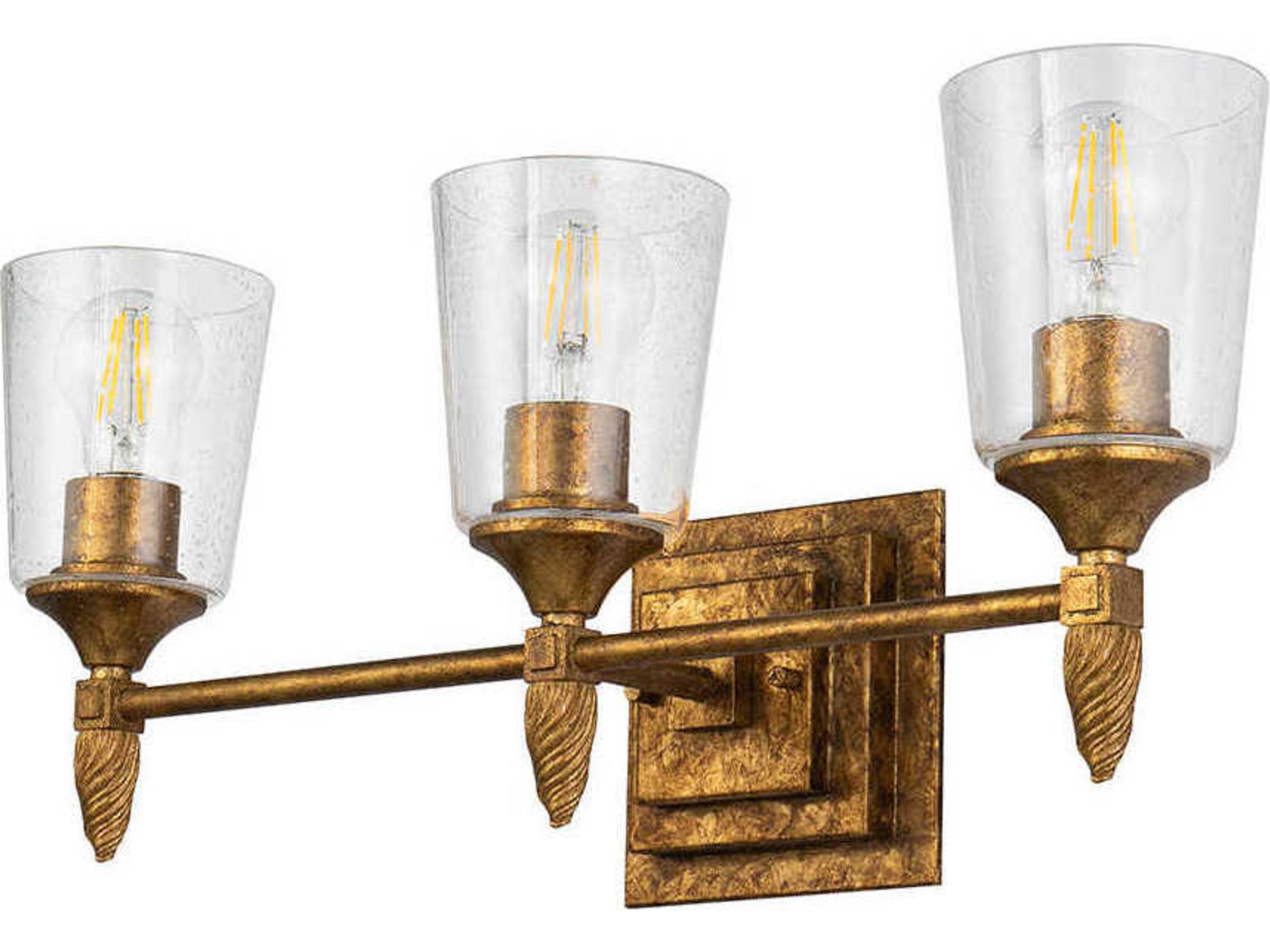 Lucas McKearn Vetiver 3-Light Gold Leaf Glass Vanity Light
