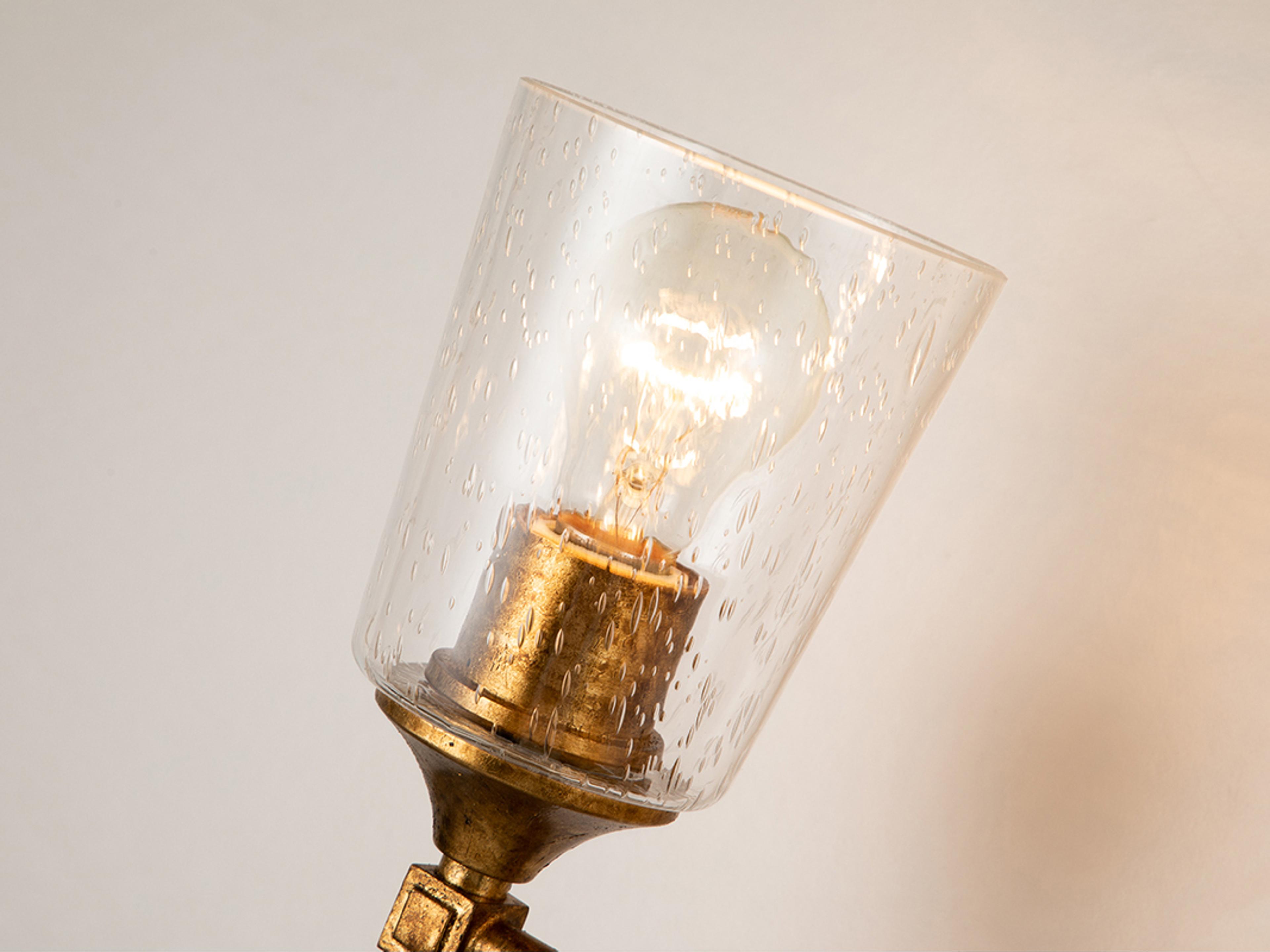 Lucas McKearn Vetiver 3-Light Gold Leaf Glass Vanity Light