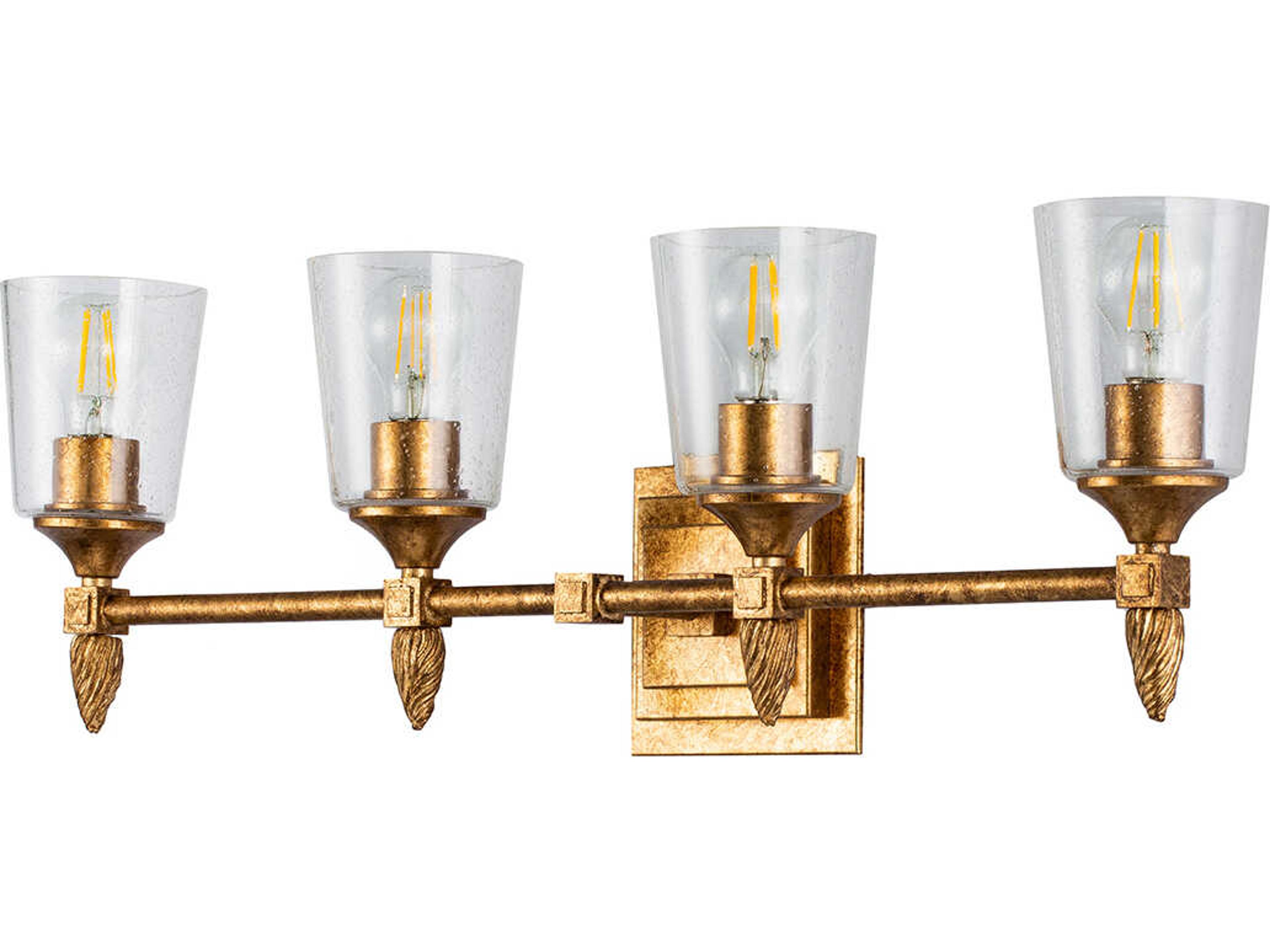 Lucas McKearn Vetiver 4-Light Gold Leaf Vanity Light