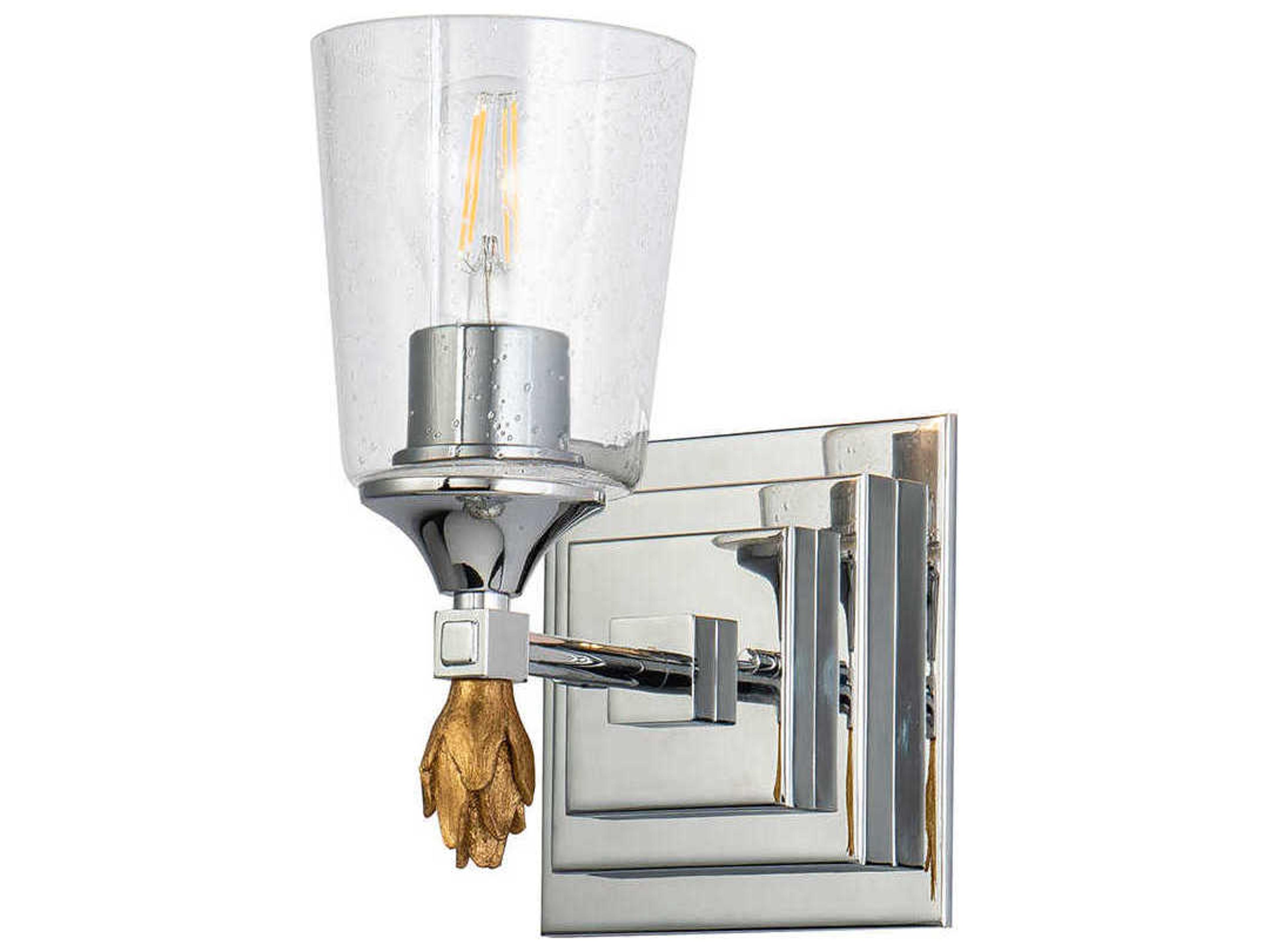 Lucas McKearn Vetiver 1-Light Polished Chrome Glass Wall Sconce