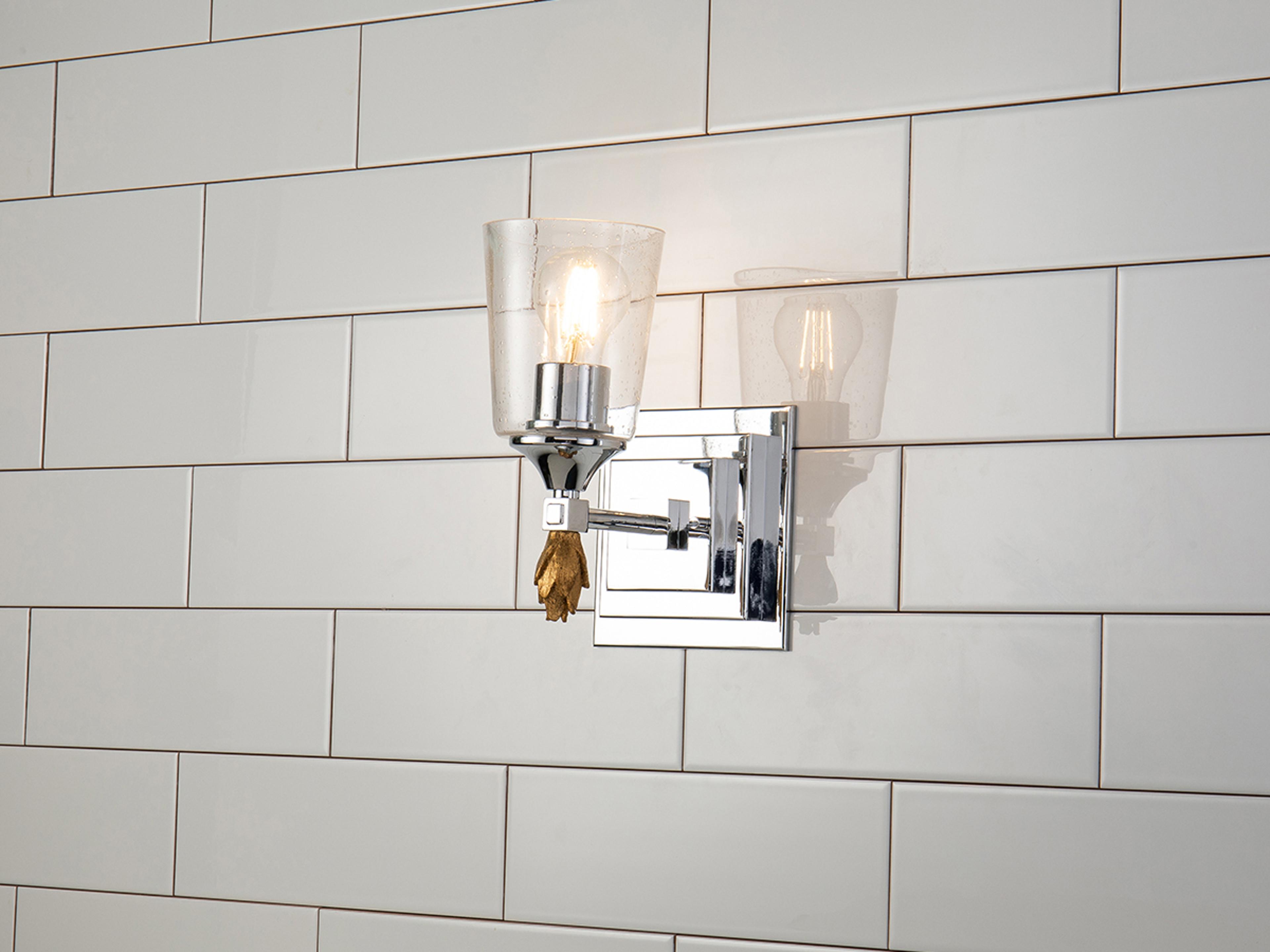 Lucas McKearn Vetiver 1-Light Polished Chrome Glass Wall Sconce