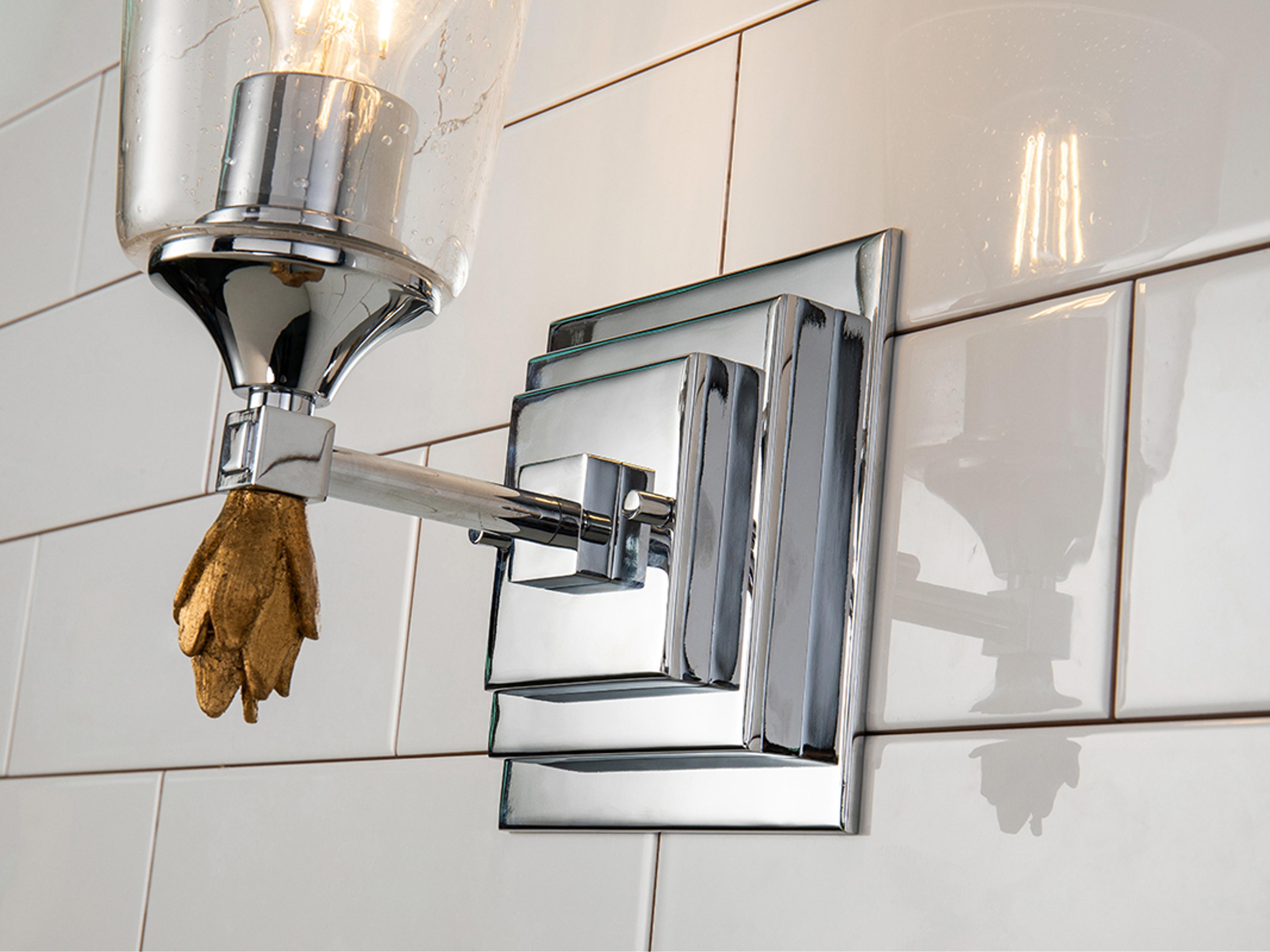 Lucas McKearn Vetiver 1-Light Polished Chrome Glass Wall Sconce