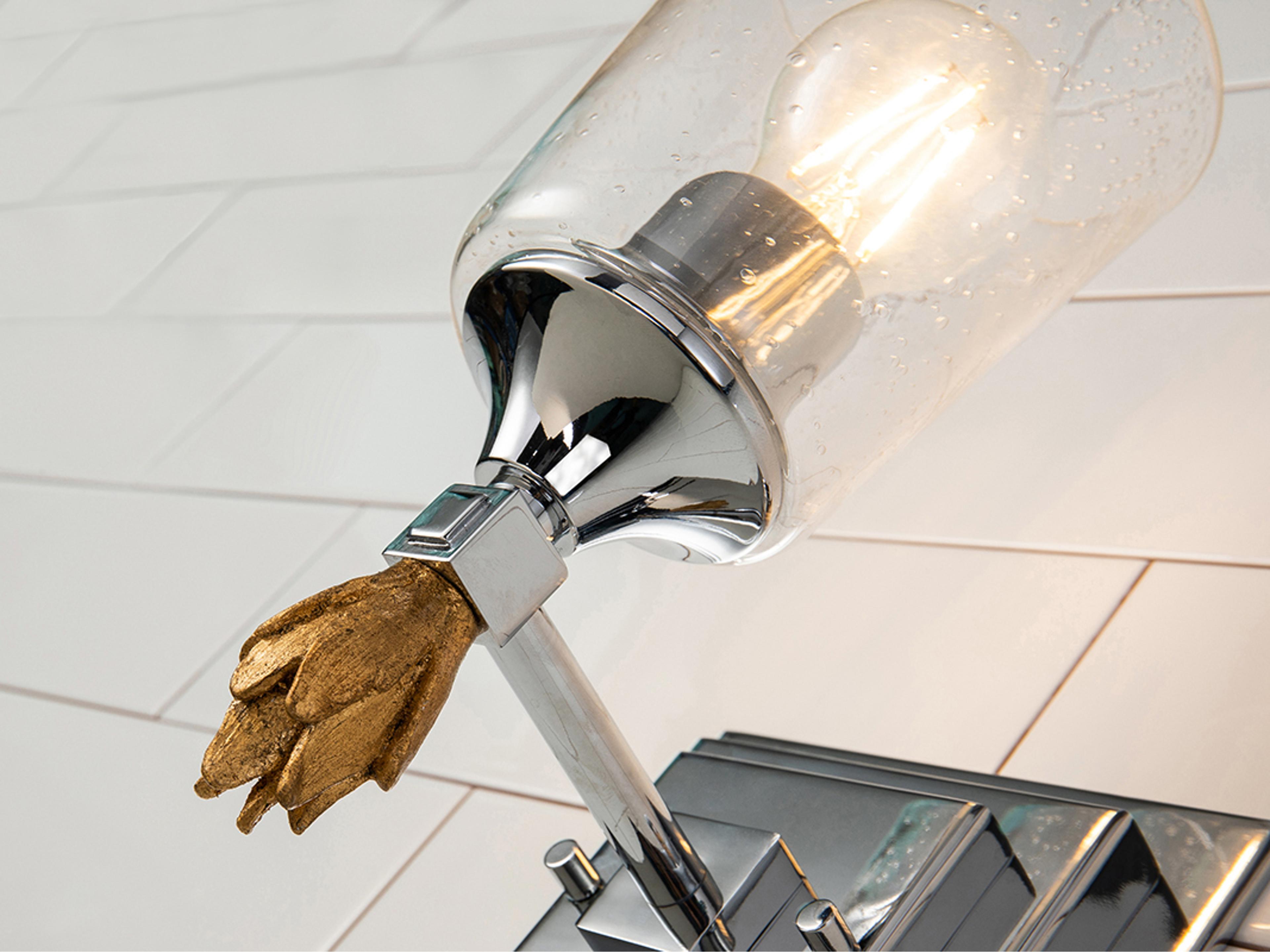 Lucas McKearn Vetiver 1-Light Polished Chrome Glass Wall Sconce