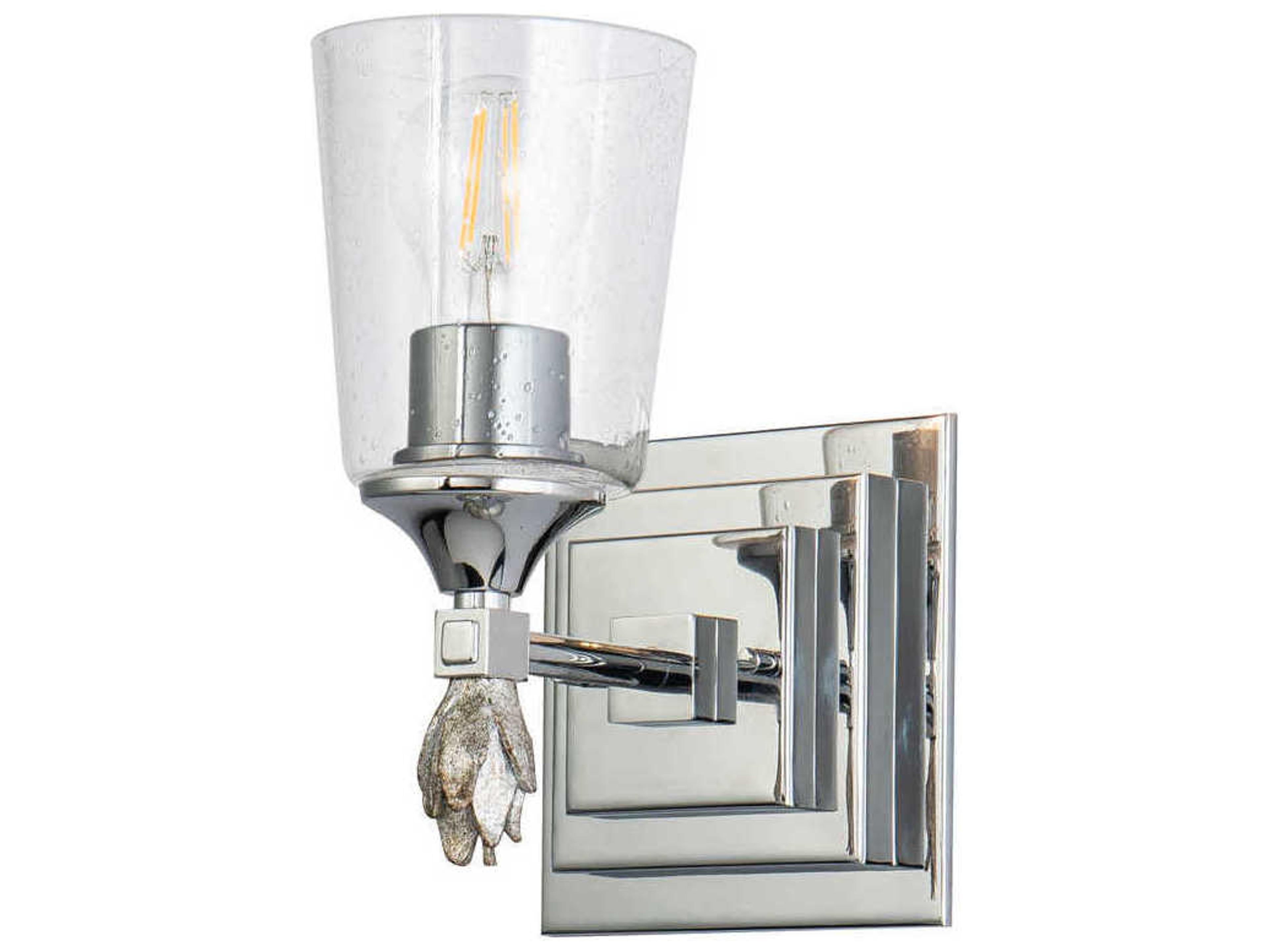 Lucas McKearn Vetiver 1-Light Polished Chrome Glass Wall Sconce
