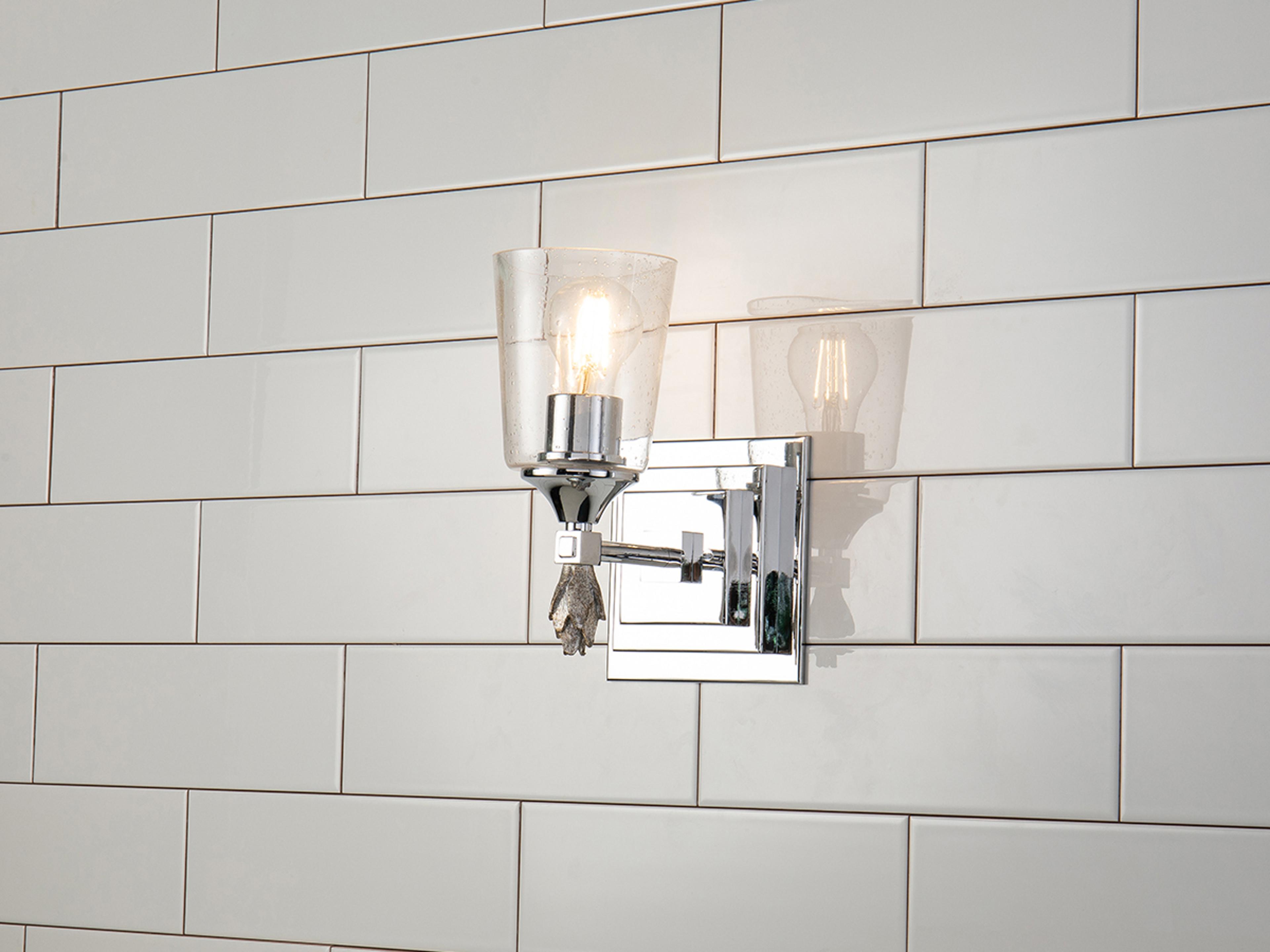 Lucas McKearn Vetiver 1-Light Polished Chrome Glass Wall Sconce