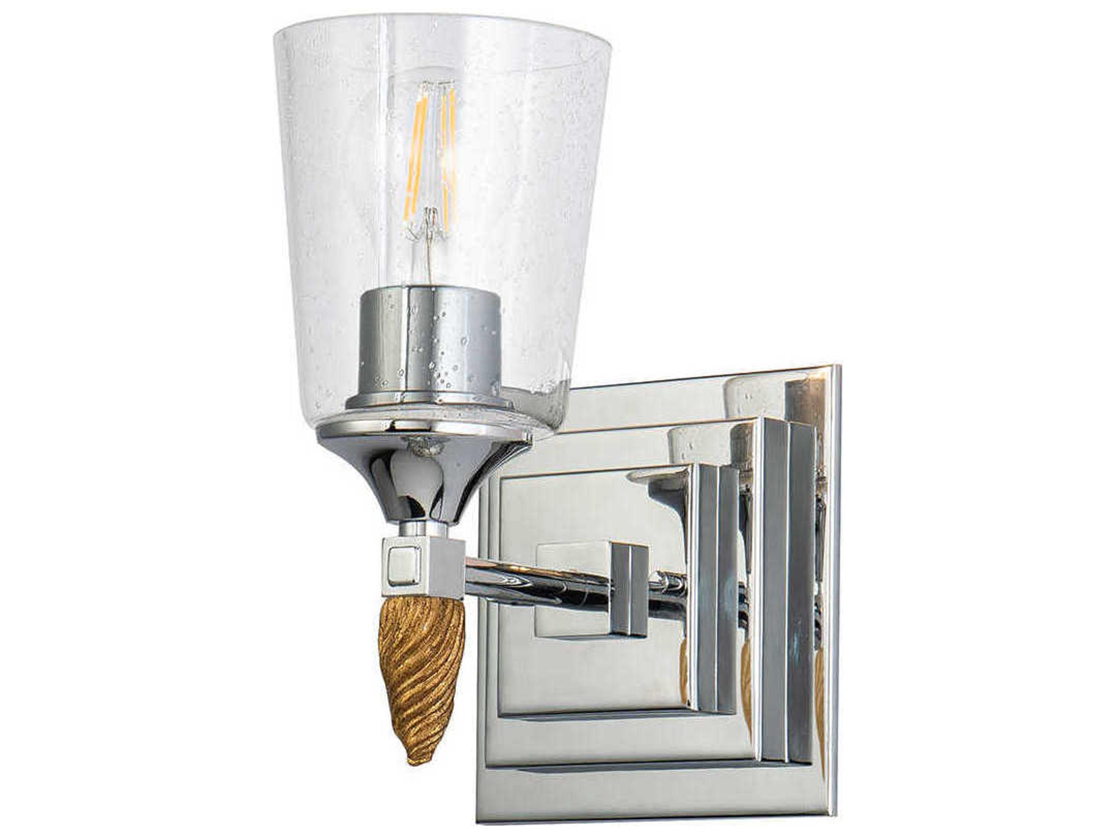 Lucas McKearn Vetiver 1-Light Polished Chrome Glass Wall Sconce
