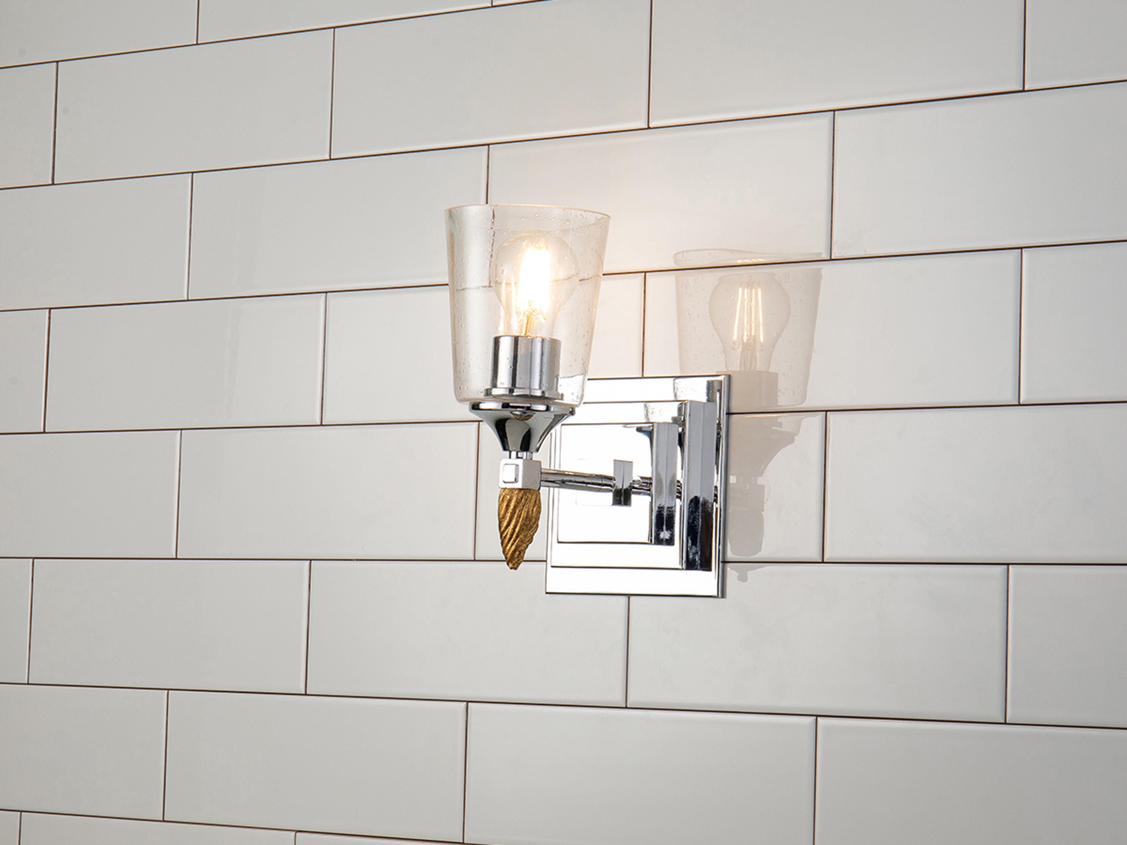 Lucas McKearn Vetiver 1-Light Polished Chrome Glass Wall Sconce