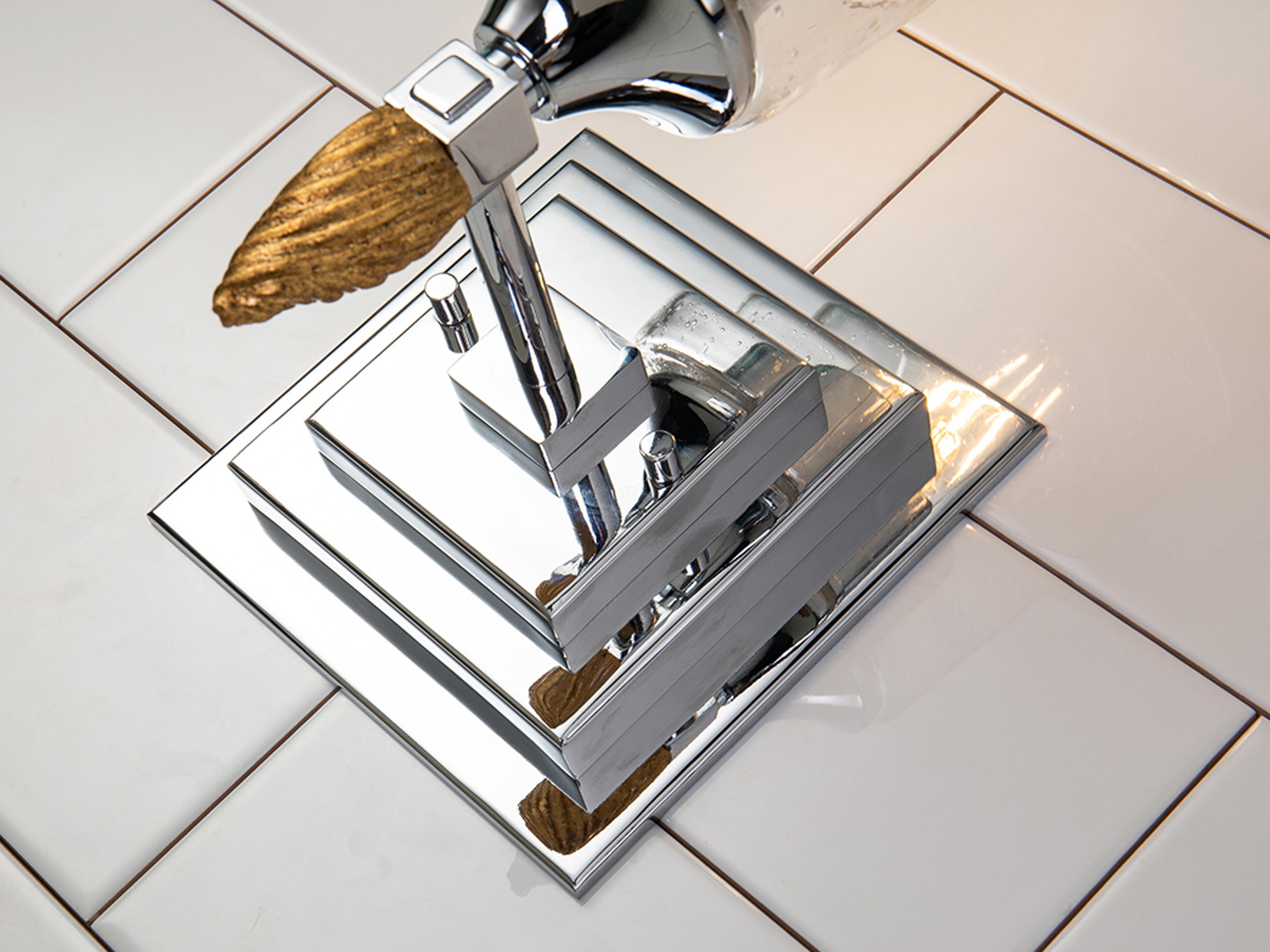 Lucas McKearn Vetiver 1-Light Polished Chrome Glass Wall Sconce