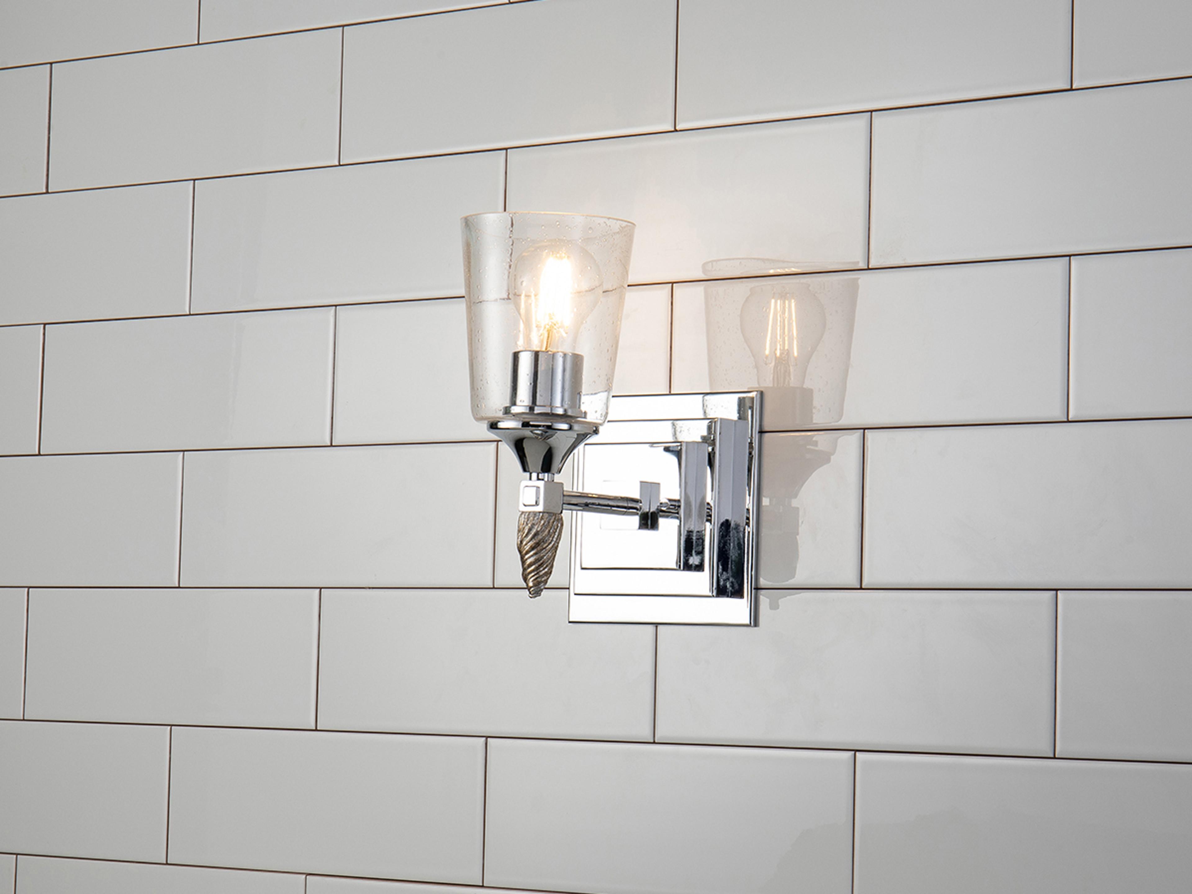 Lucas McKearn Vetiver 1-Light Polished Chrome Glass Wall Sconce