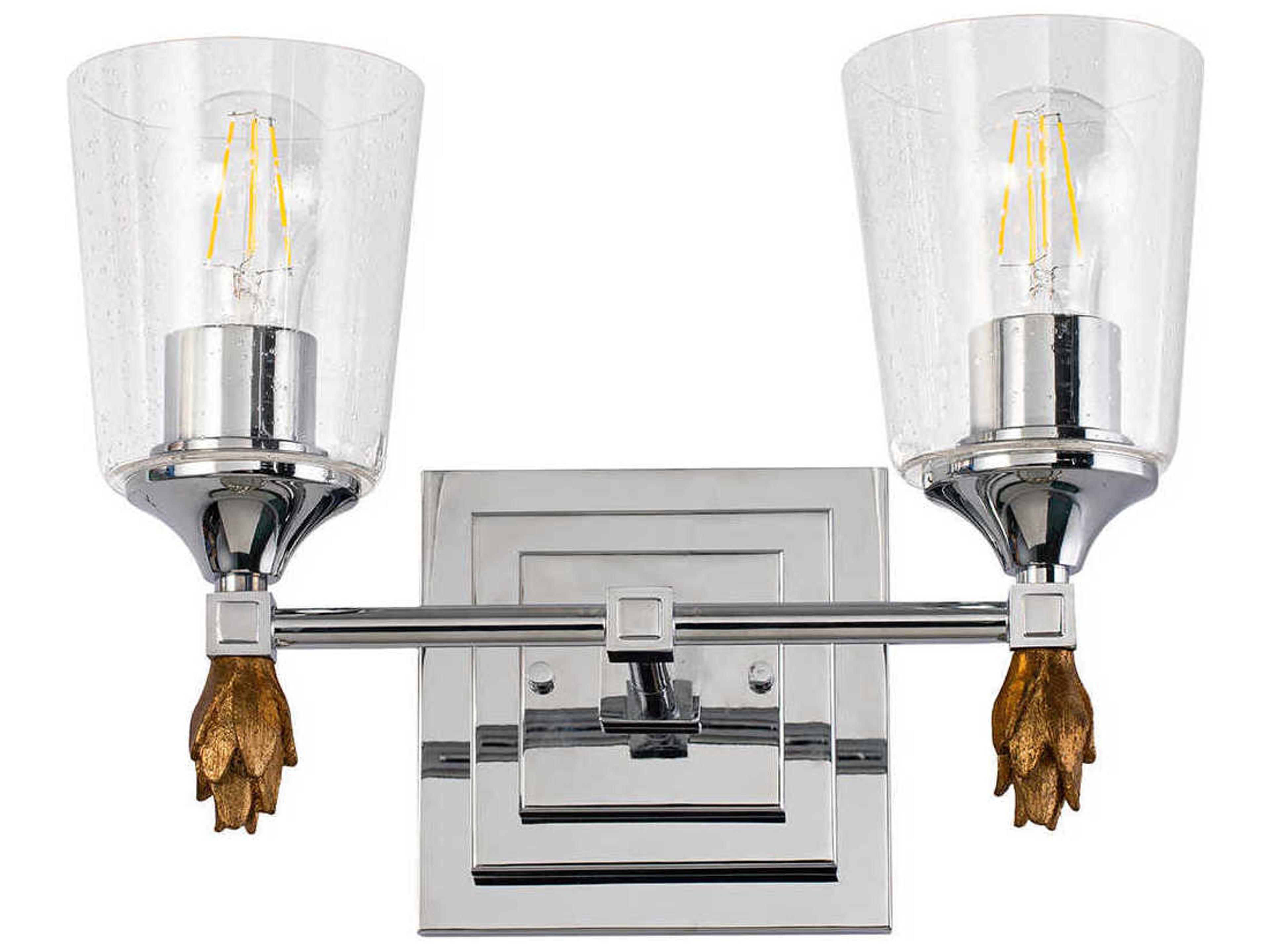 Lucas McKearn Vetiver 2-Light Polished Chrome Glass Vanity Light