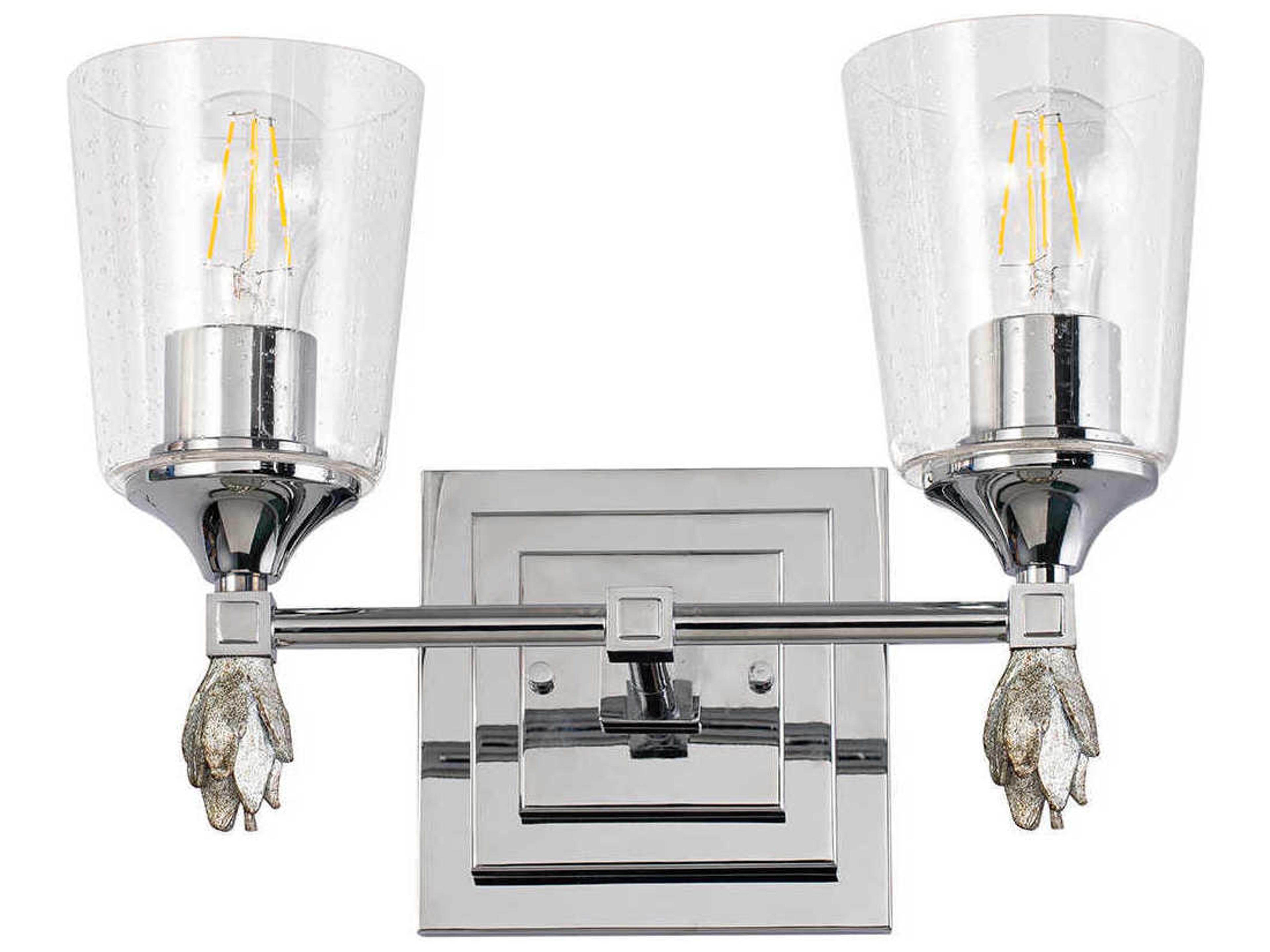 Lucas McKearn Vetiver 2-Light Polished Chrome Glass Vanity Light