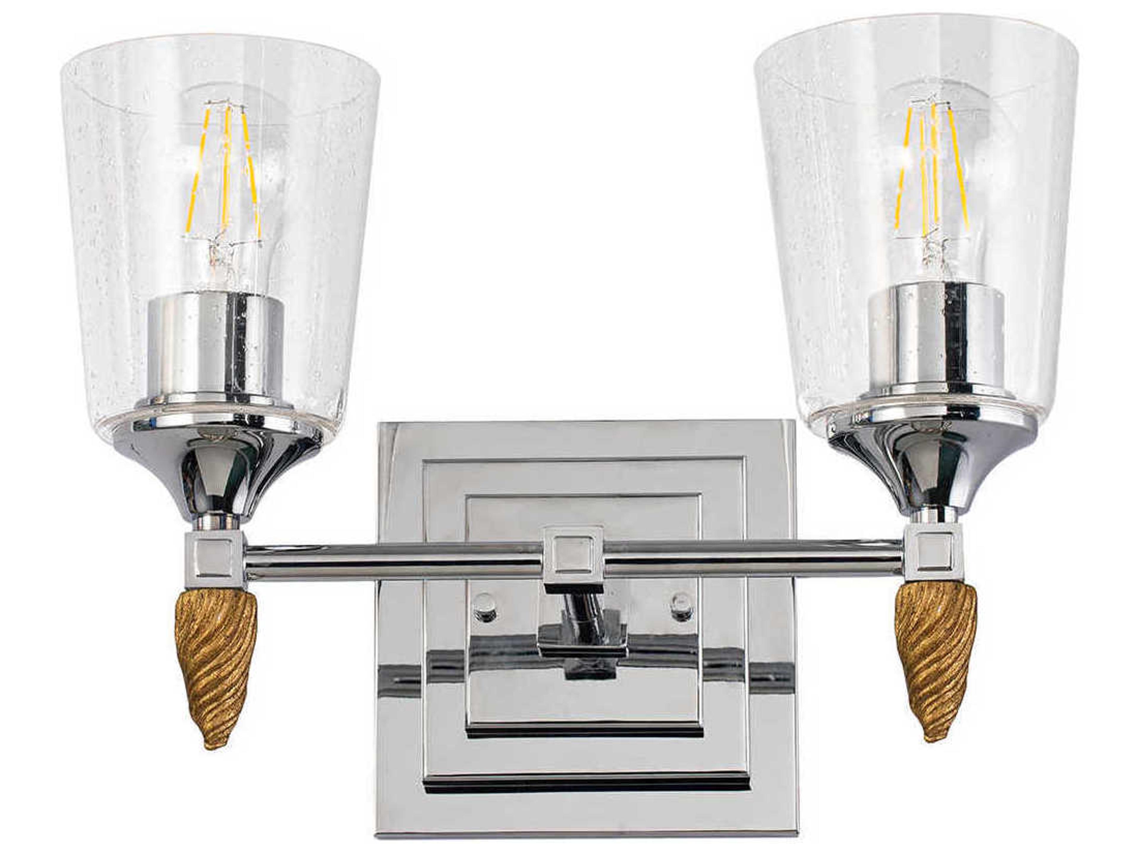 Lucas McKearn Vetiver 2-Light Polished Chrome Glass Vanity Light
