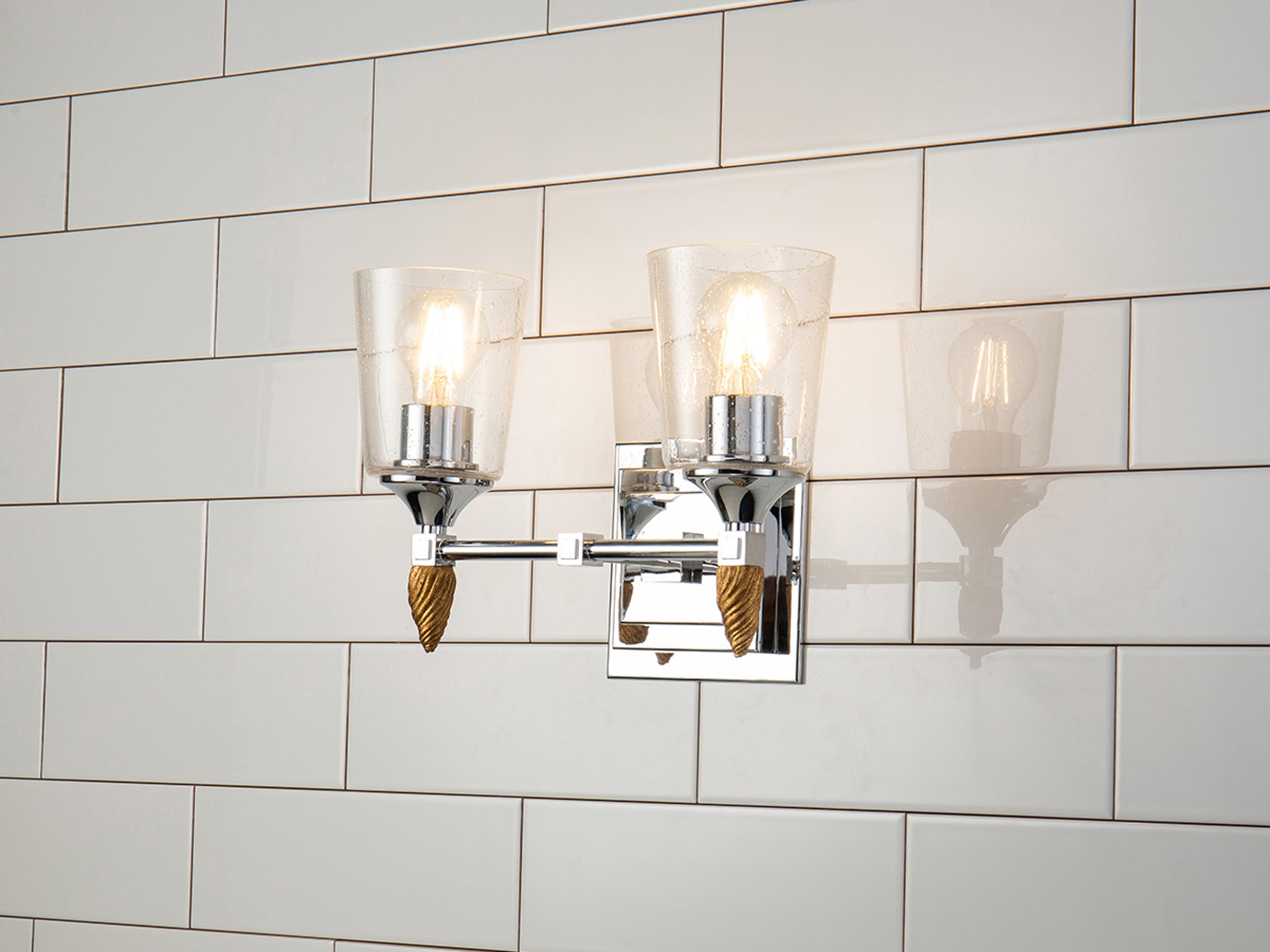 Lucas McKearn Vetiver 2-Light Polished Chrome Glass Vanity Light