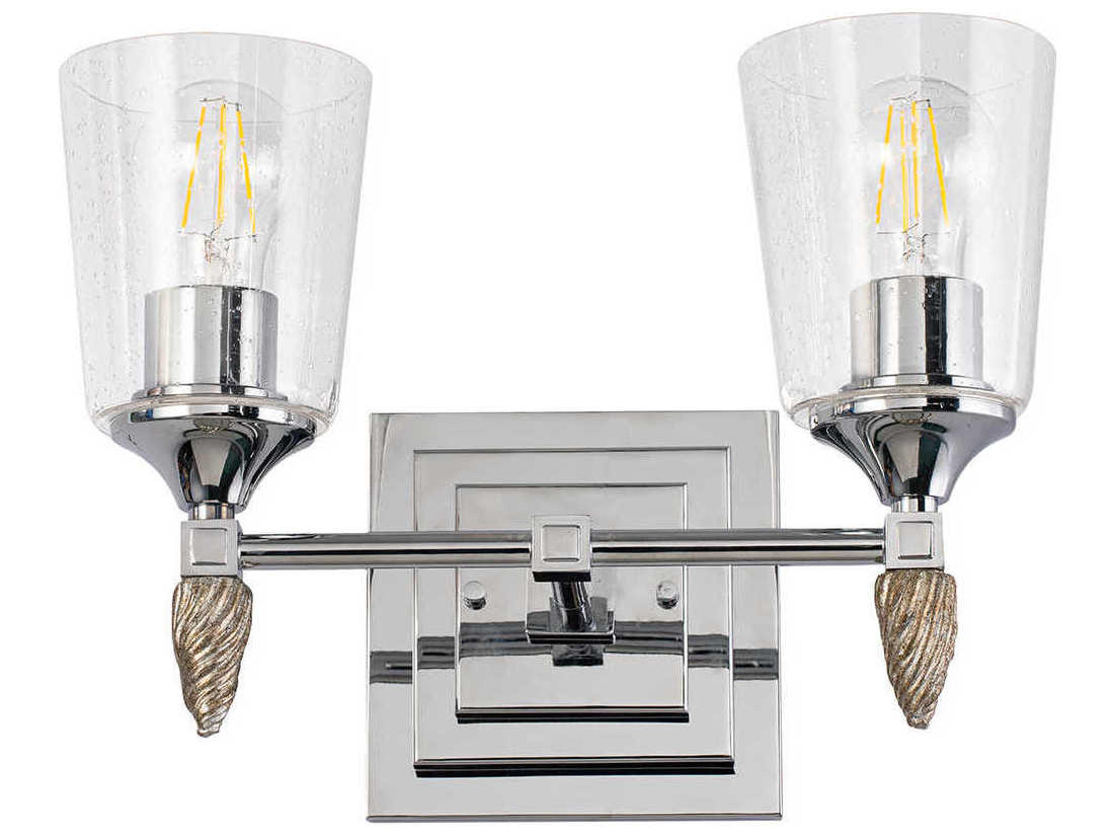 Lucas McKearn Vetiver 2-Light Polished Chrome Glass Vanity Light