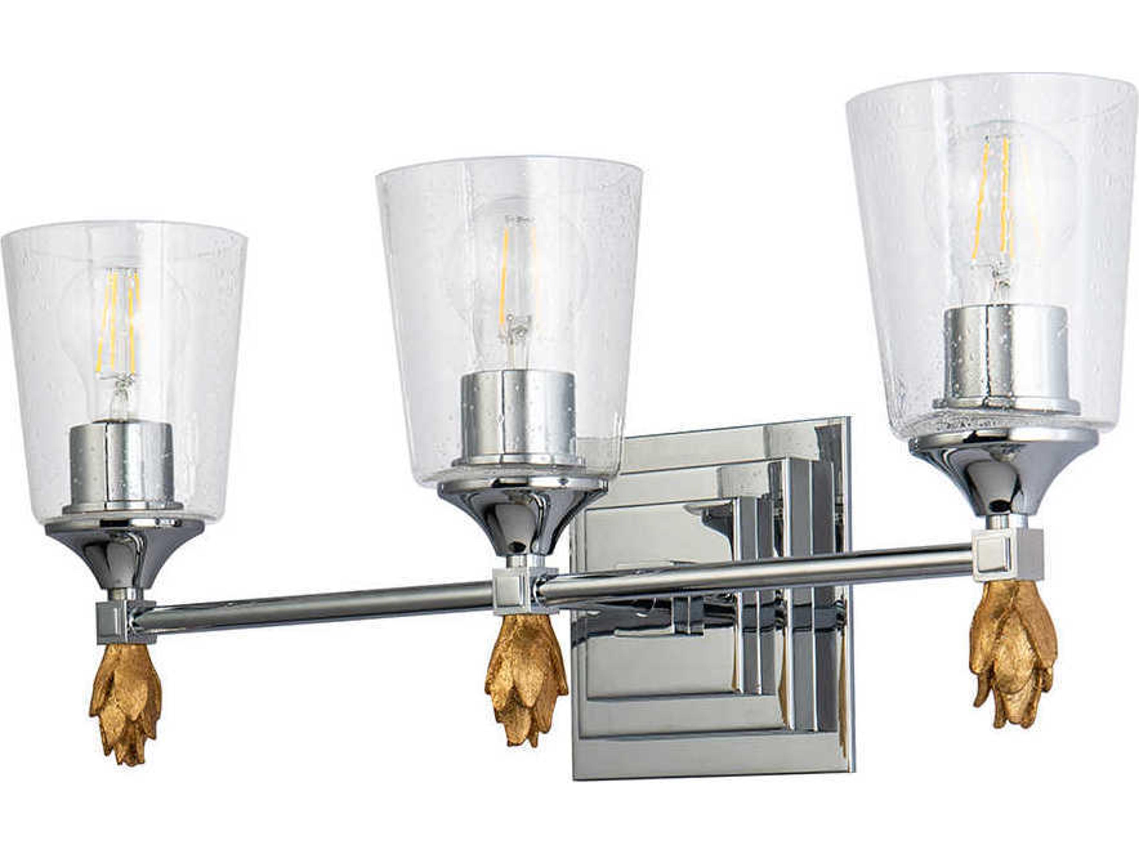 Lucas McKearn Vetiver 3-Light Polished Chrome Glass Vanity Light
