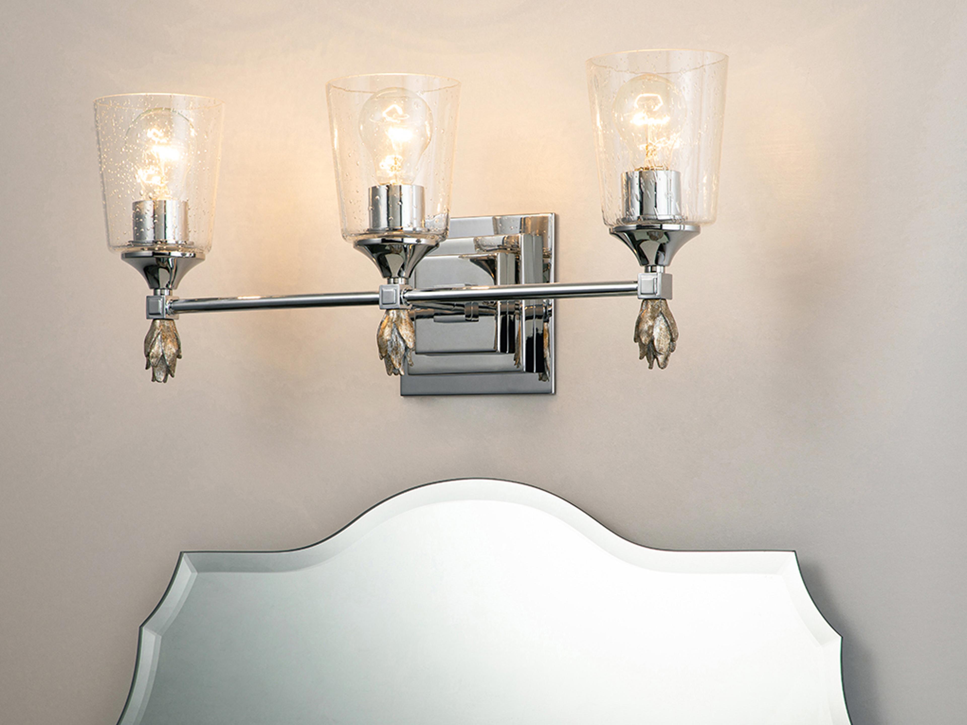 Lucas McKearn Vetiver 3-Light Polished Chrome Glass Vanity Light