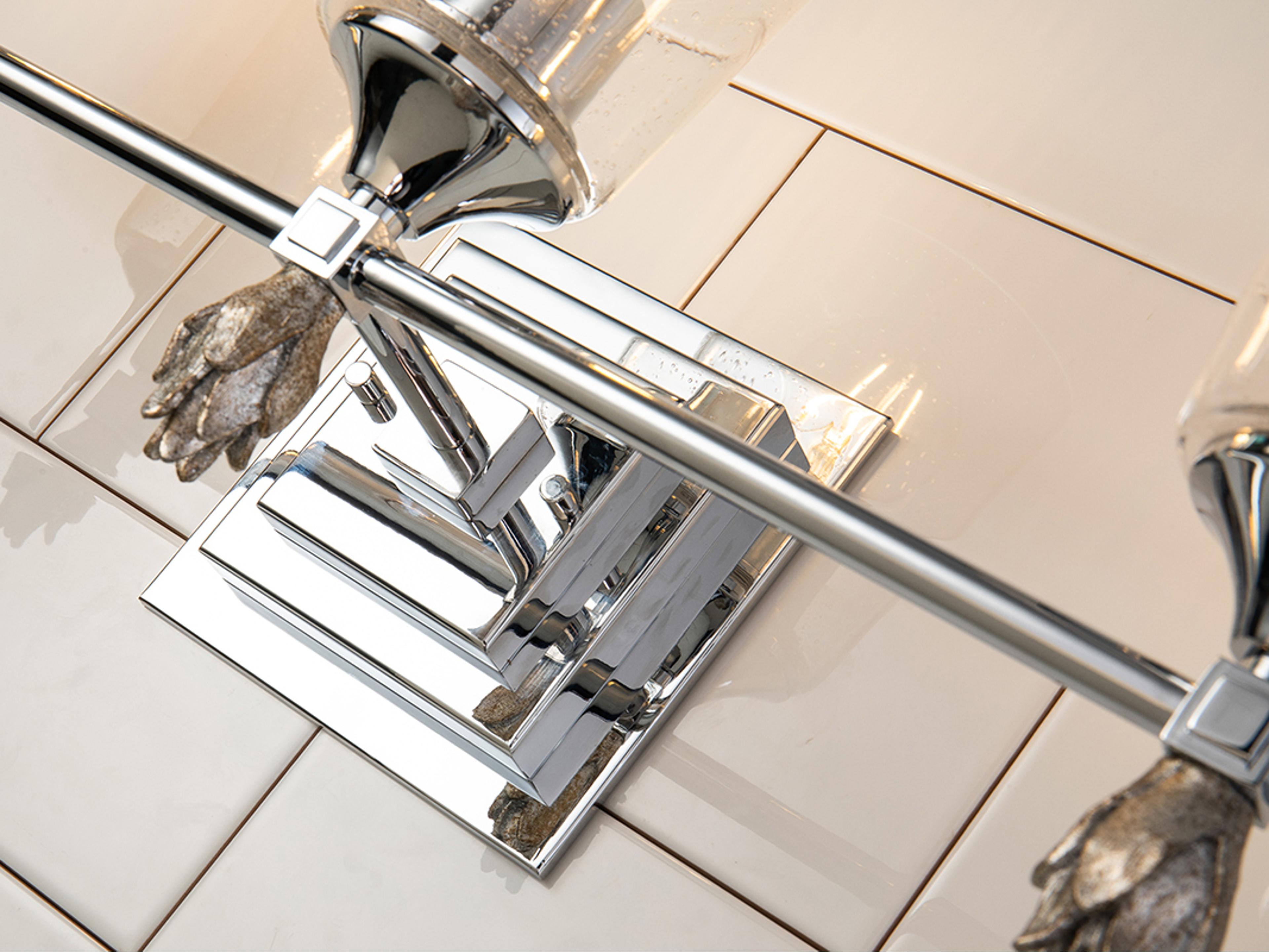 Lucas McKearn Vetiver 3-Light Polished Chrome Glass Vanity Light