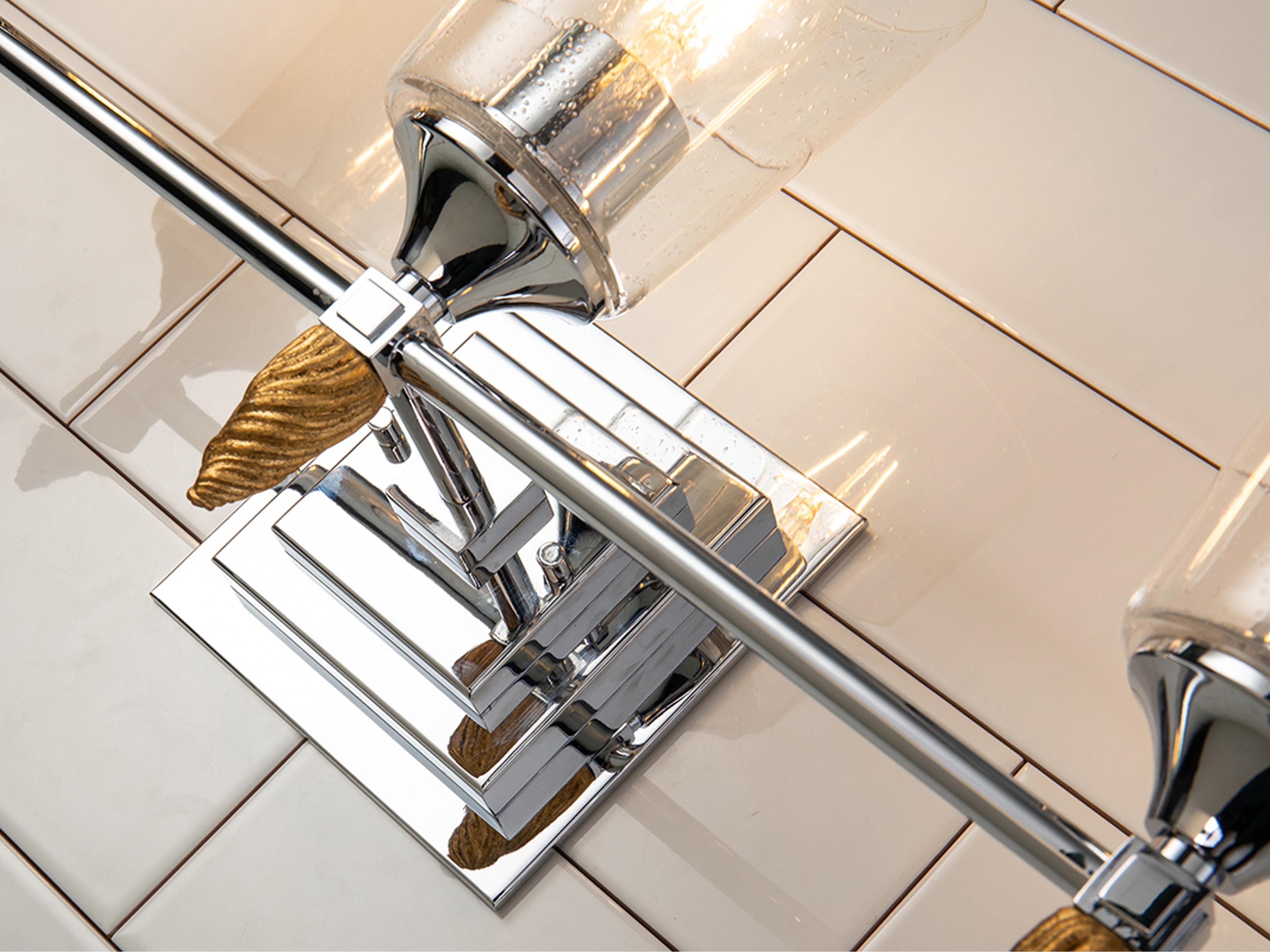 Lucas McKearn Vetiver 3-Light Polished Chrome Glass Vanity Light