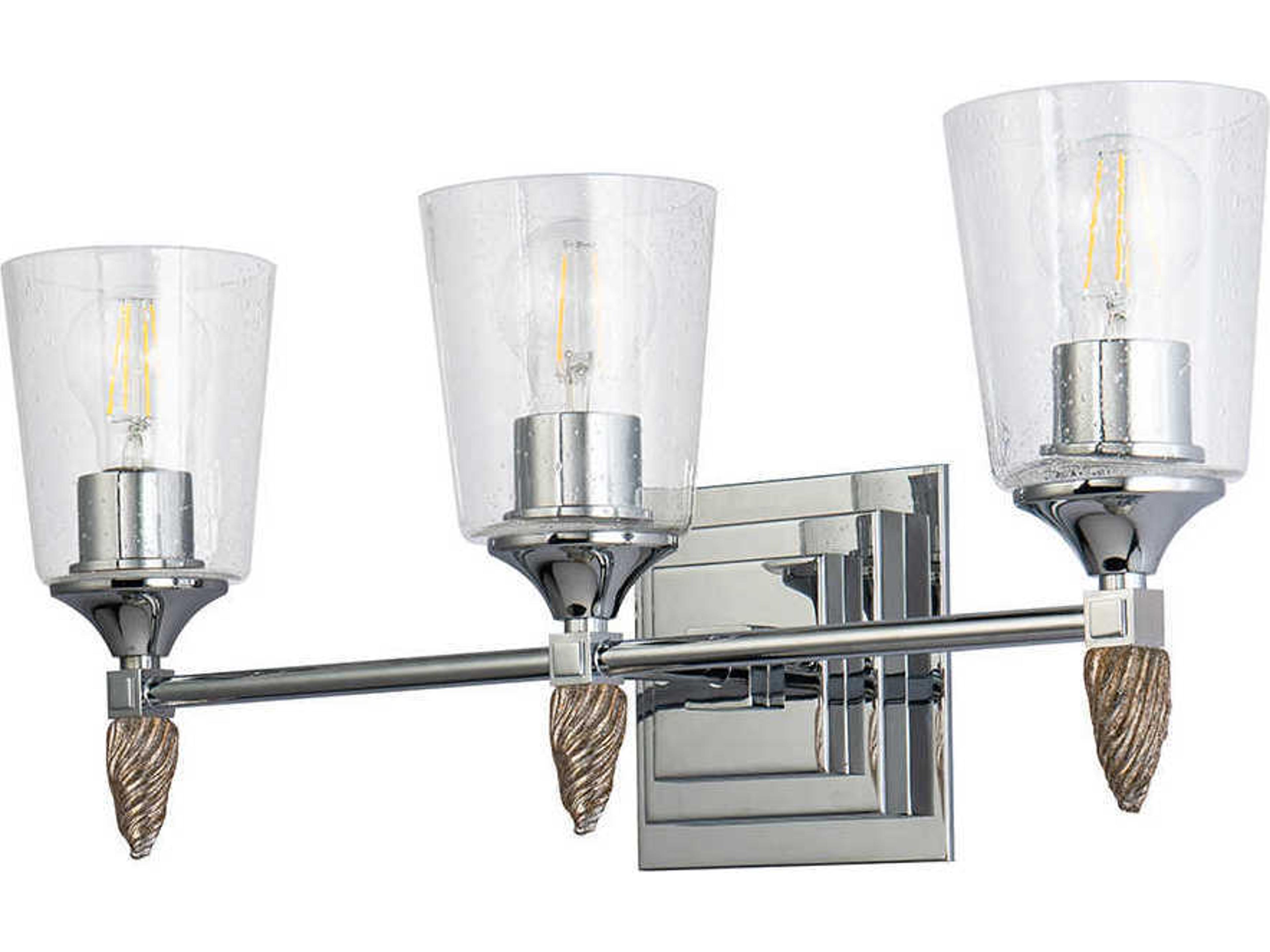 Lucas McKearn Vetiver 3-Light Polished Chrome Glass Vanity Light