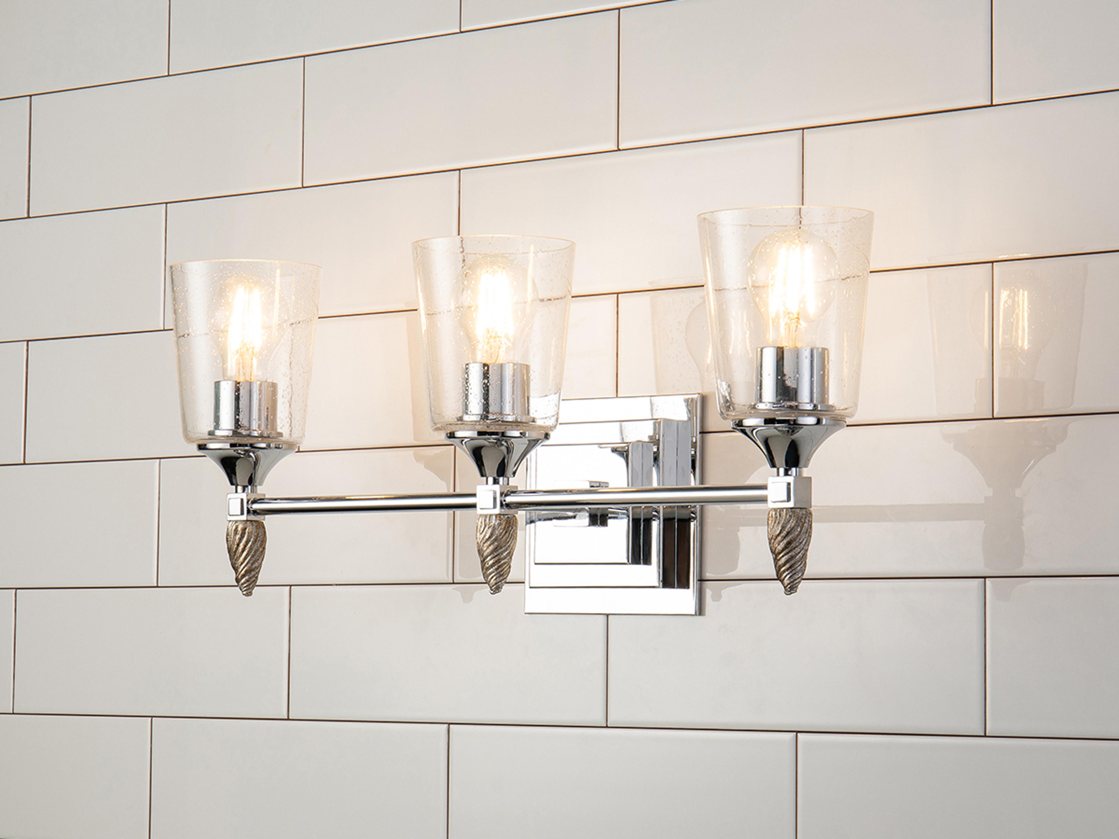 Lucas McKearn Vetiver 3-Light Polished Chrome Glass Vanity Light