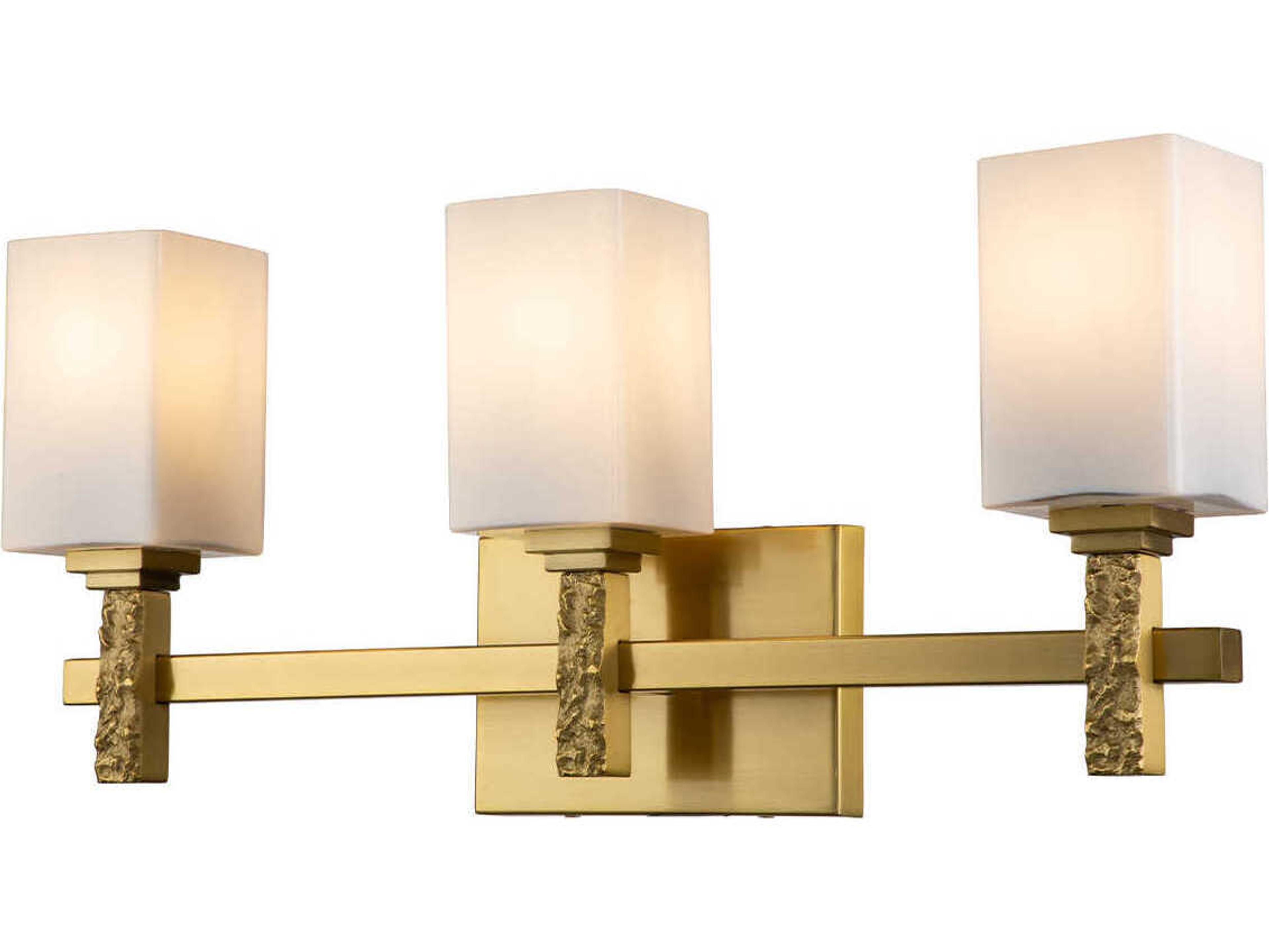 Jack 3-Light Aged Brass Glass Vanity Light