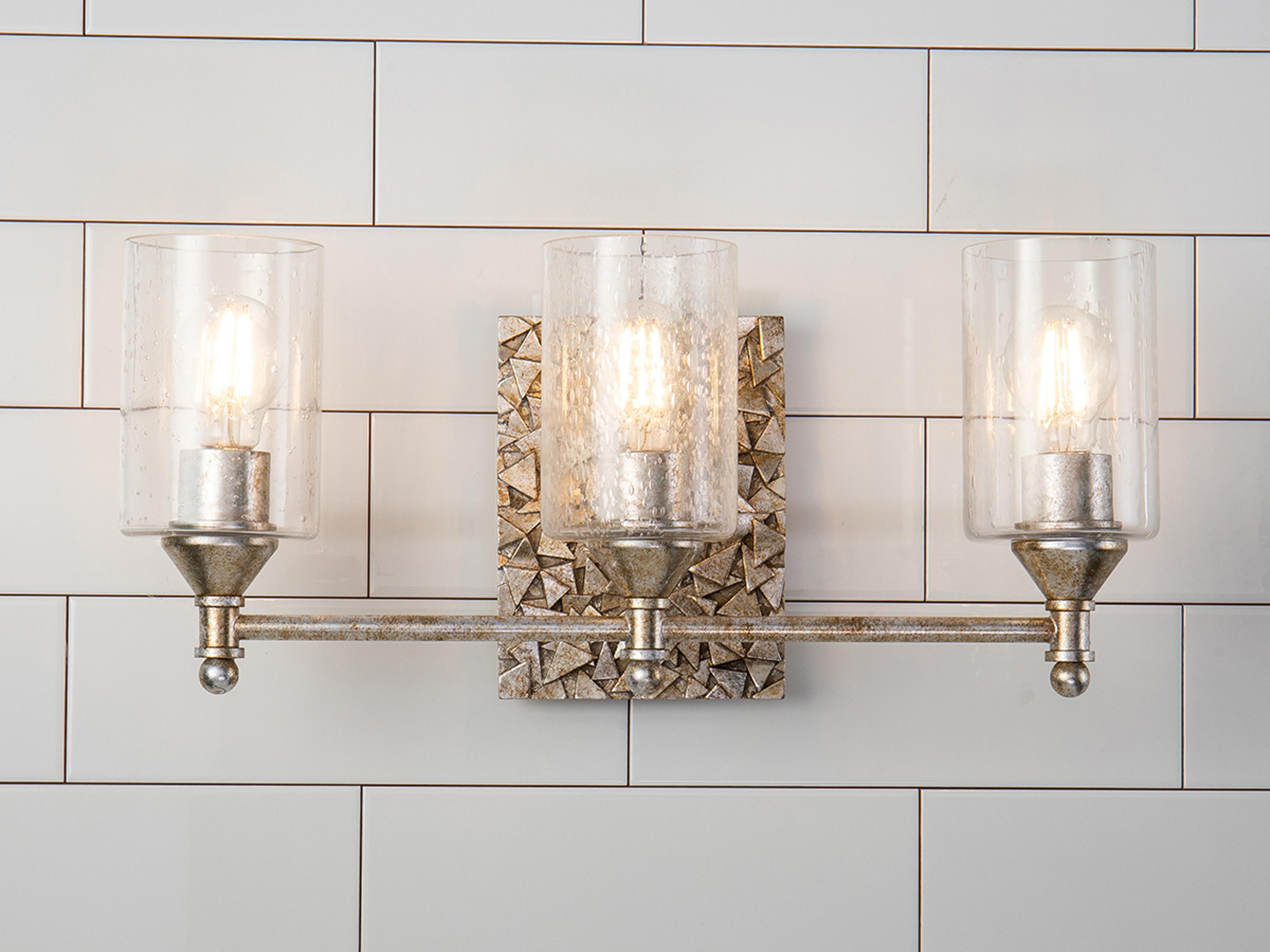 Lucas McKearn Mosaic 3-Light Silver Glass Vanity Light