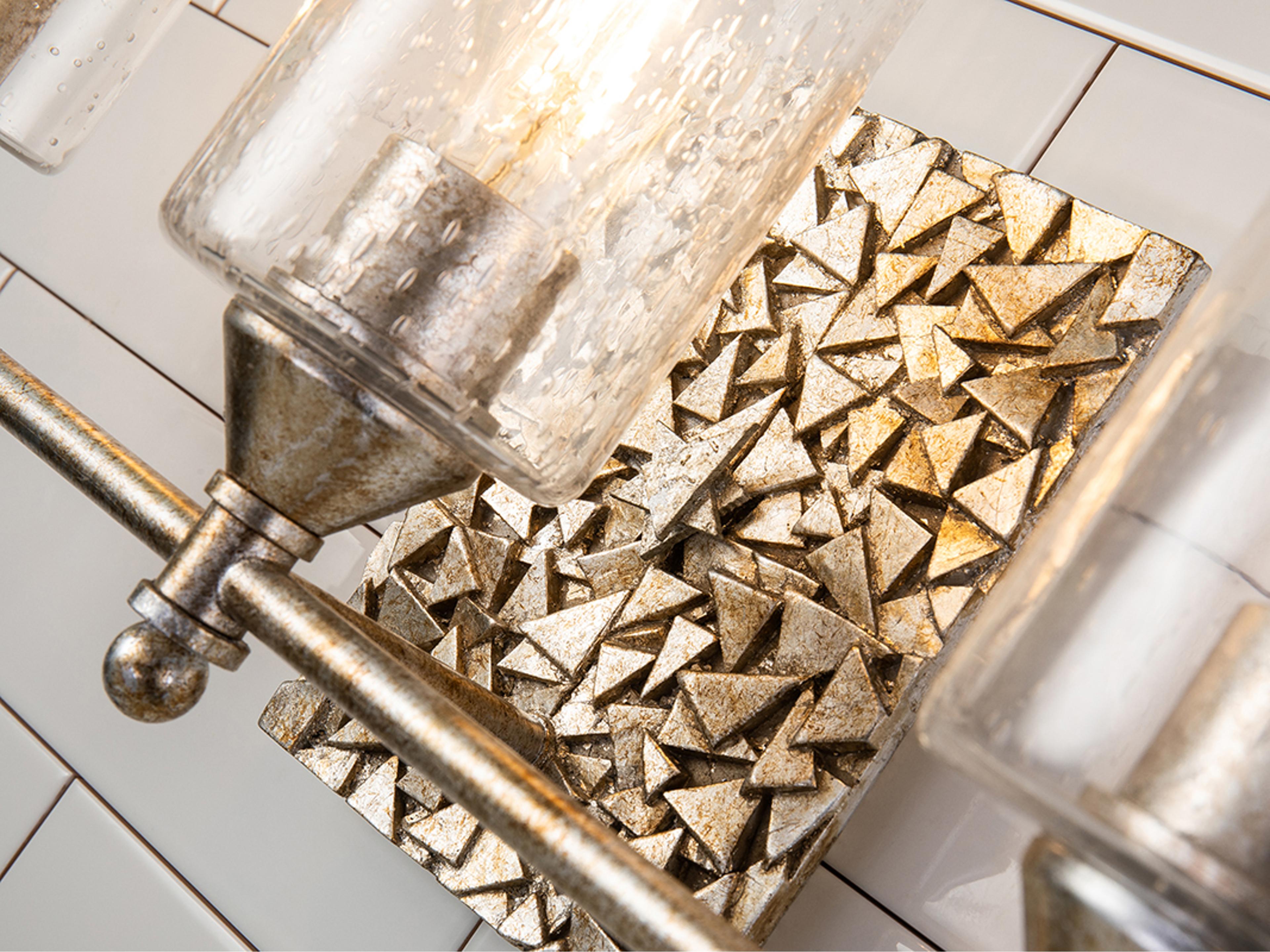 Lucas McKearn Mosaic 3-Light Silver Glass Vanity Light