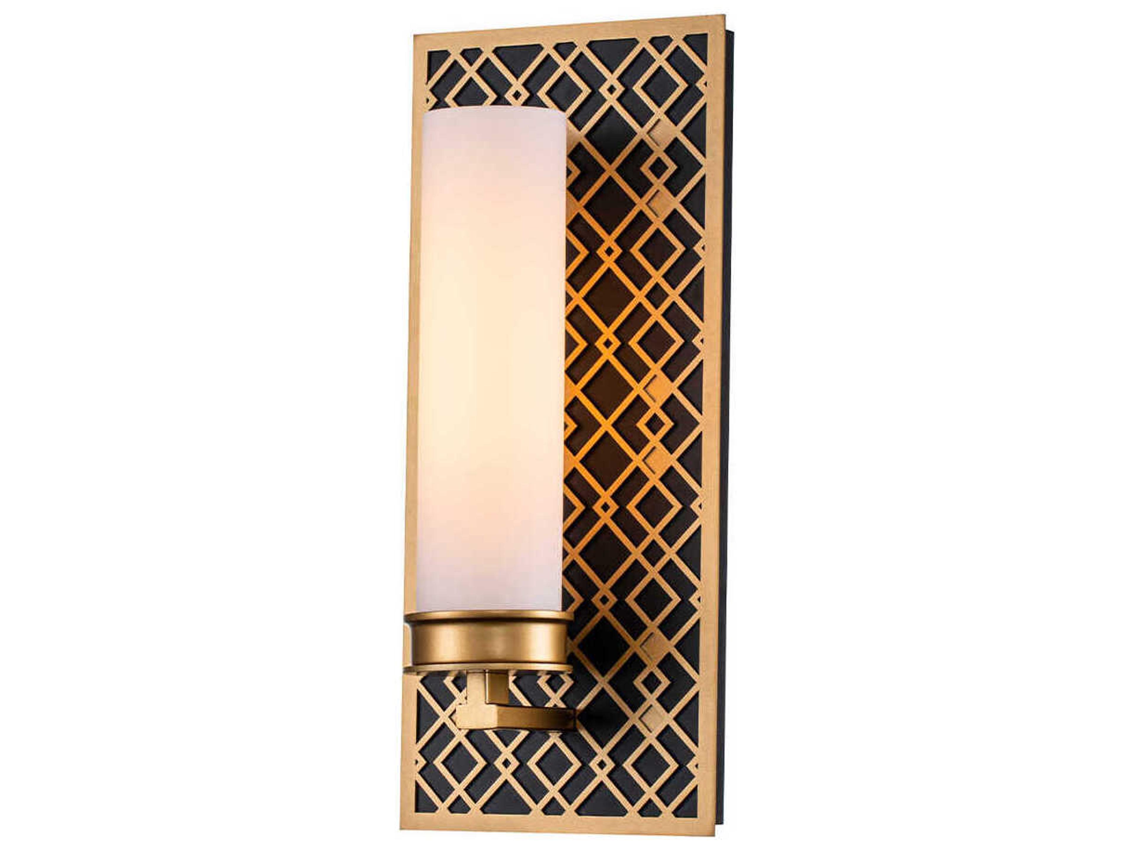 Ziggy 1-Light Laquered Gold Black Glass Wall Sconce