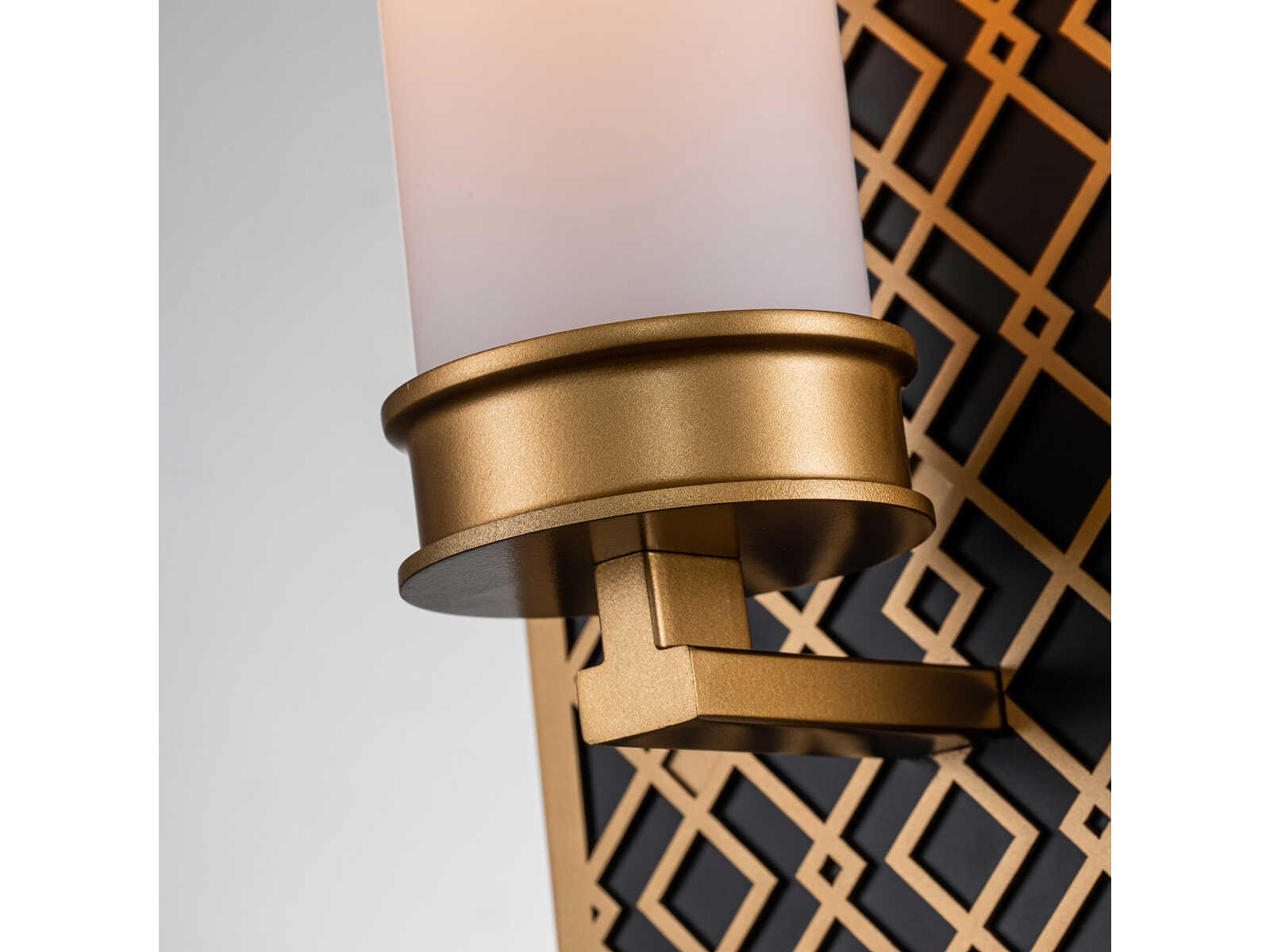 Lucas McKearn Ziggy 1-Light Laquered Gold Black Glass Wall Sconce