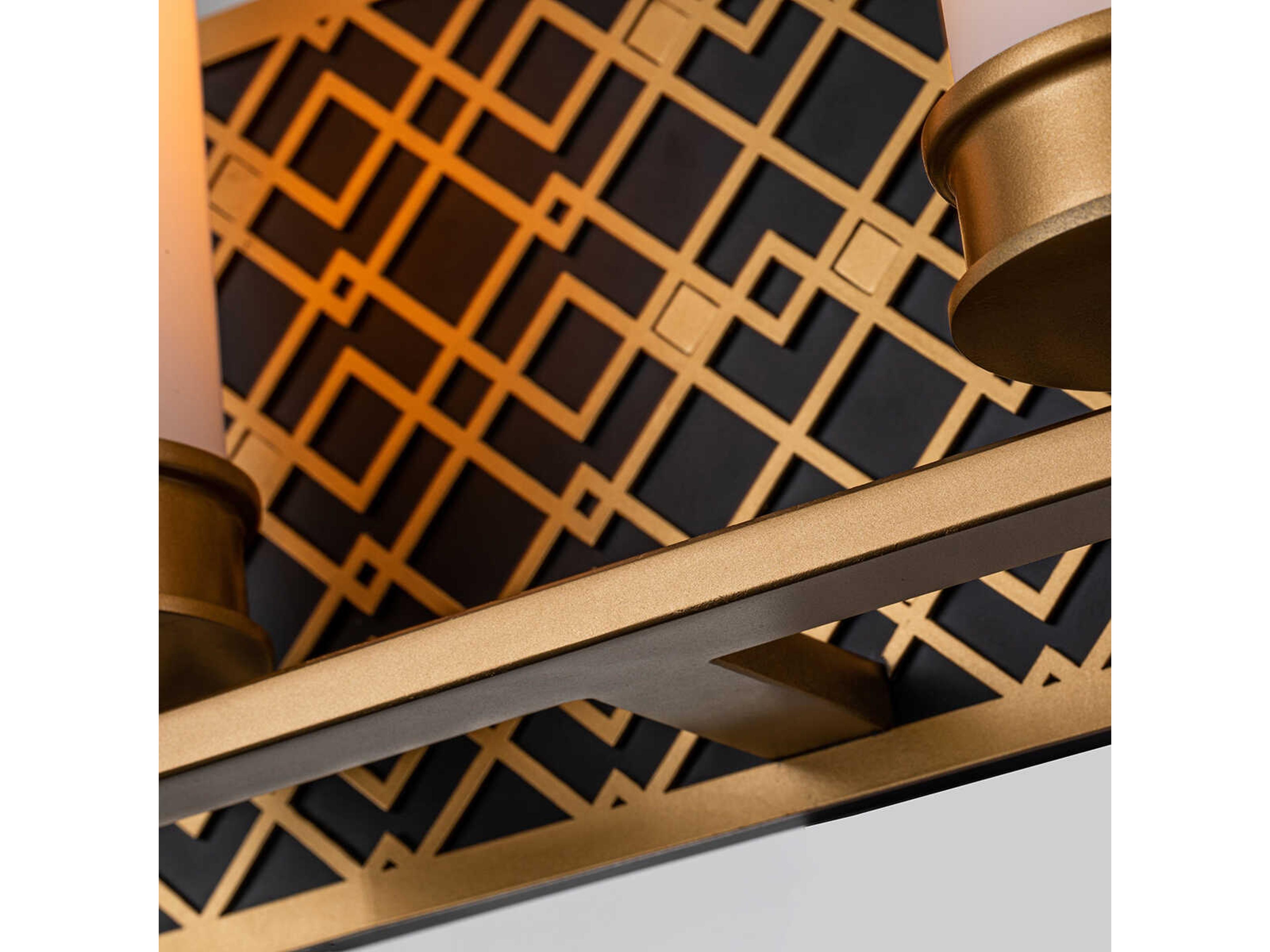 Lucas McKearn Ziggy 2-Light Laquered Gold Black Glass Vanity Light