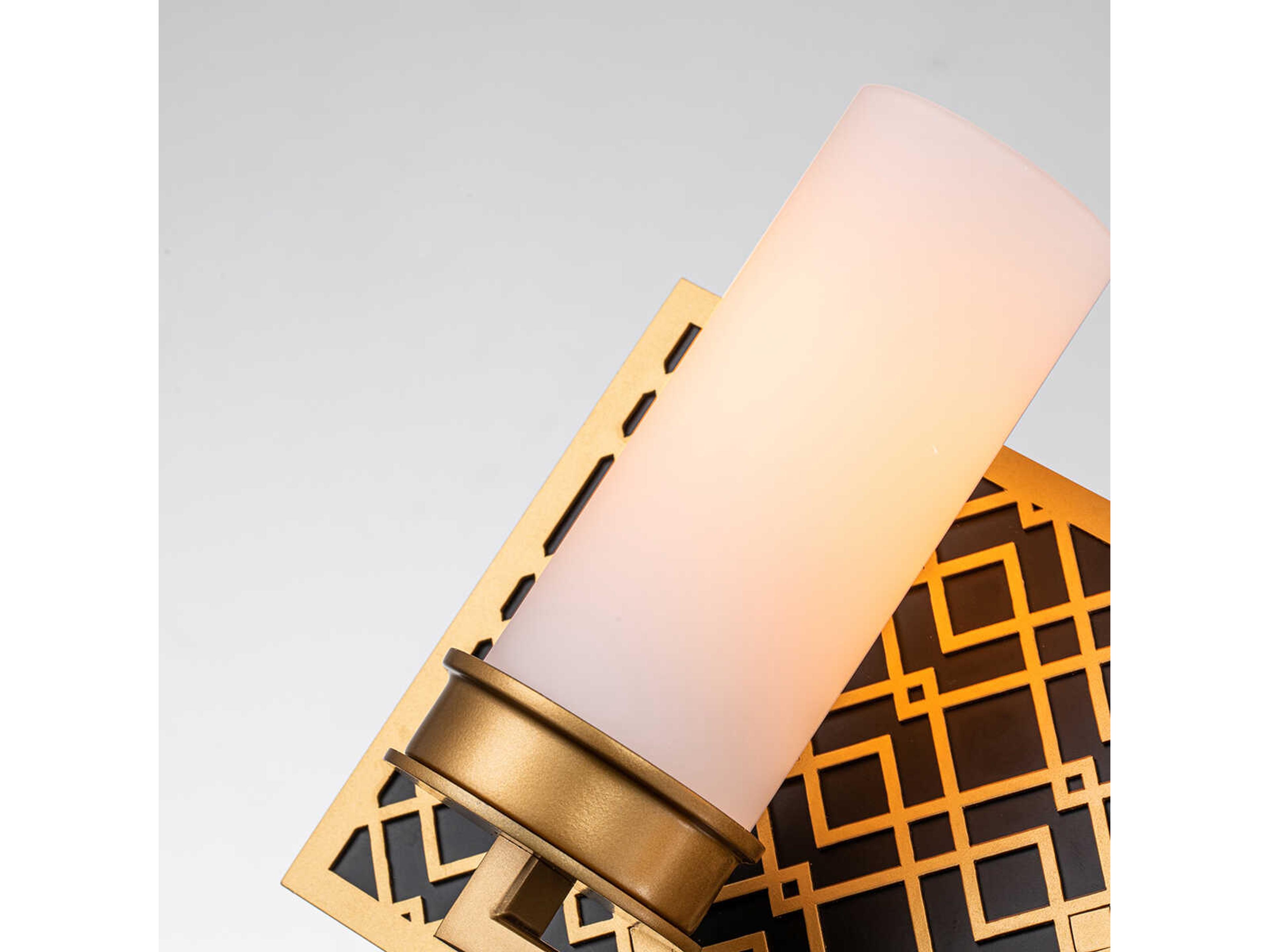 Lucas McKearn Ziggy 2-Light Laquered Gold Black Glass Vanity Light