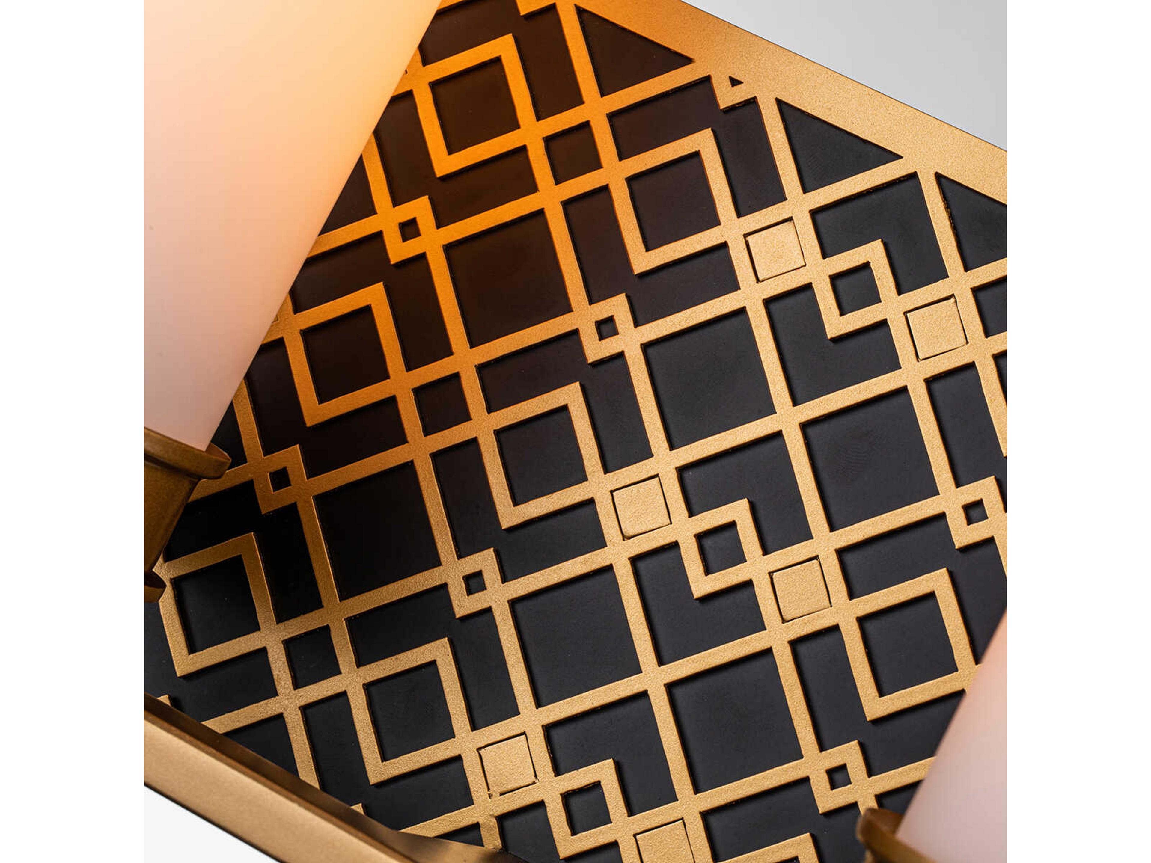 Lucas McKearn Ziggy 2-Light Laquered Gold Black Glass Vanity Light