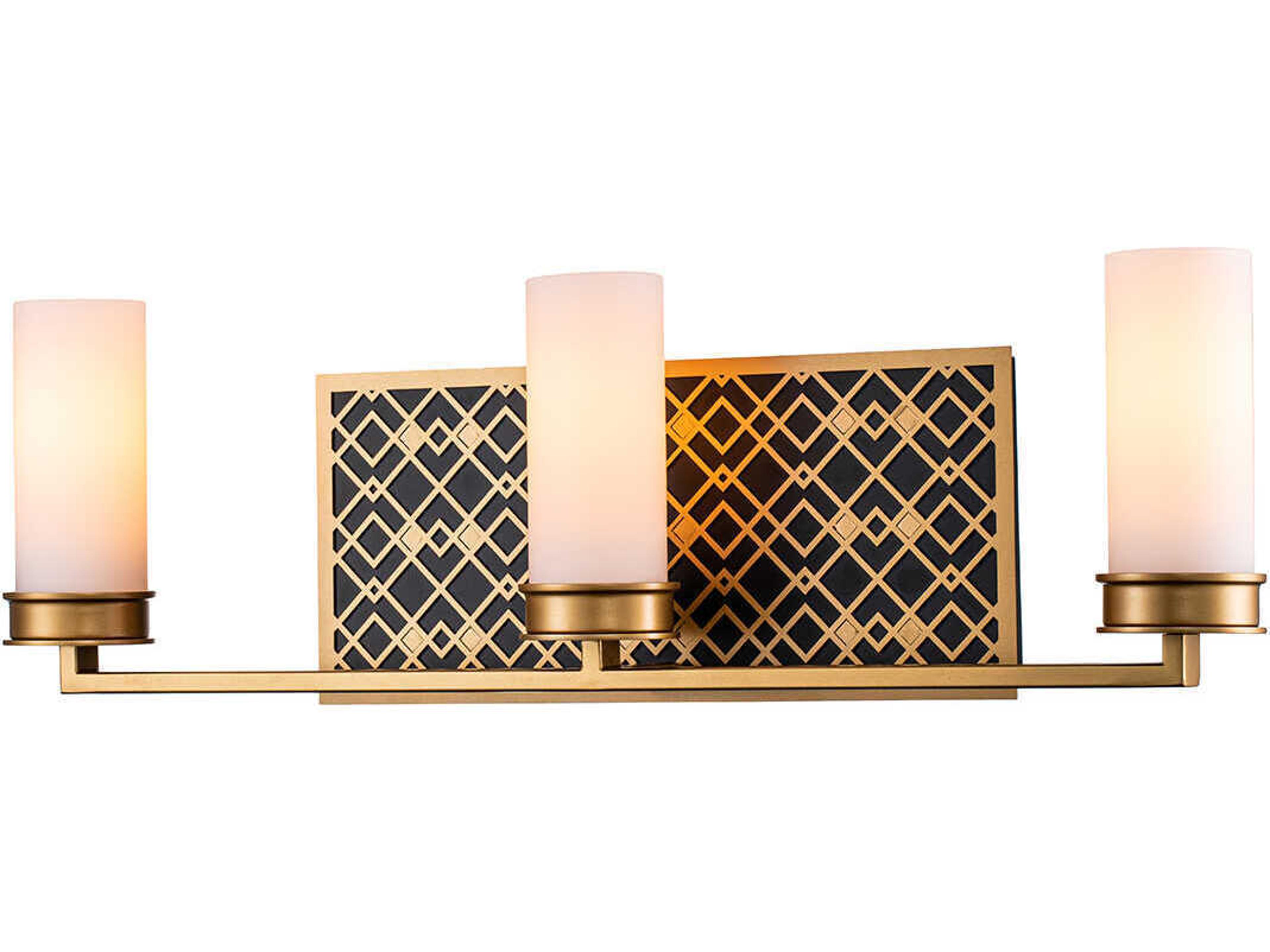 Ziggy 3-Light Laquered Gold Black Glass Vanity Light