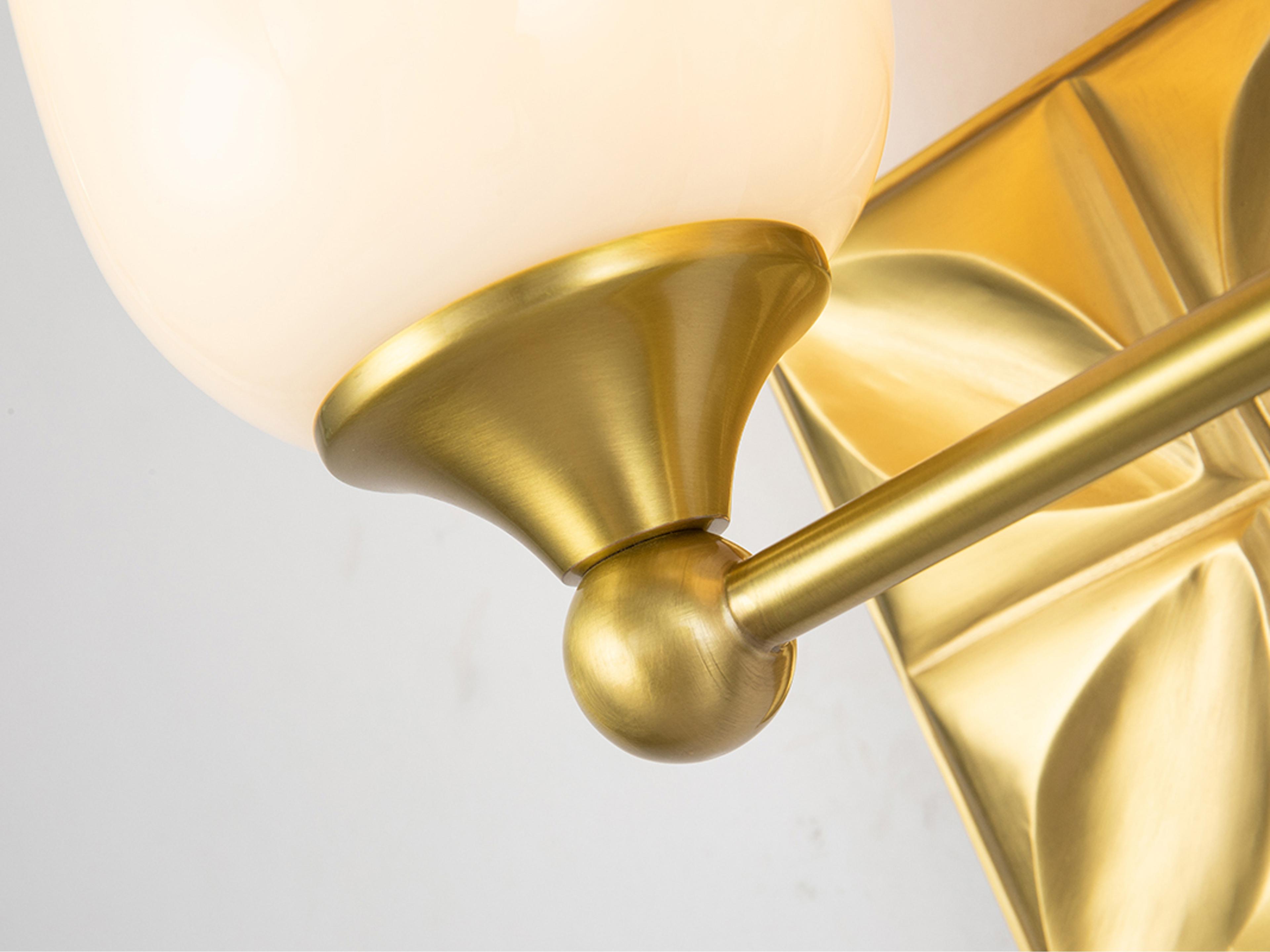 Lucas McKearn Epsilon 2-Light Aged Brass Glass Vanity Light