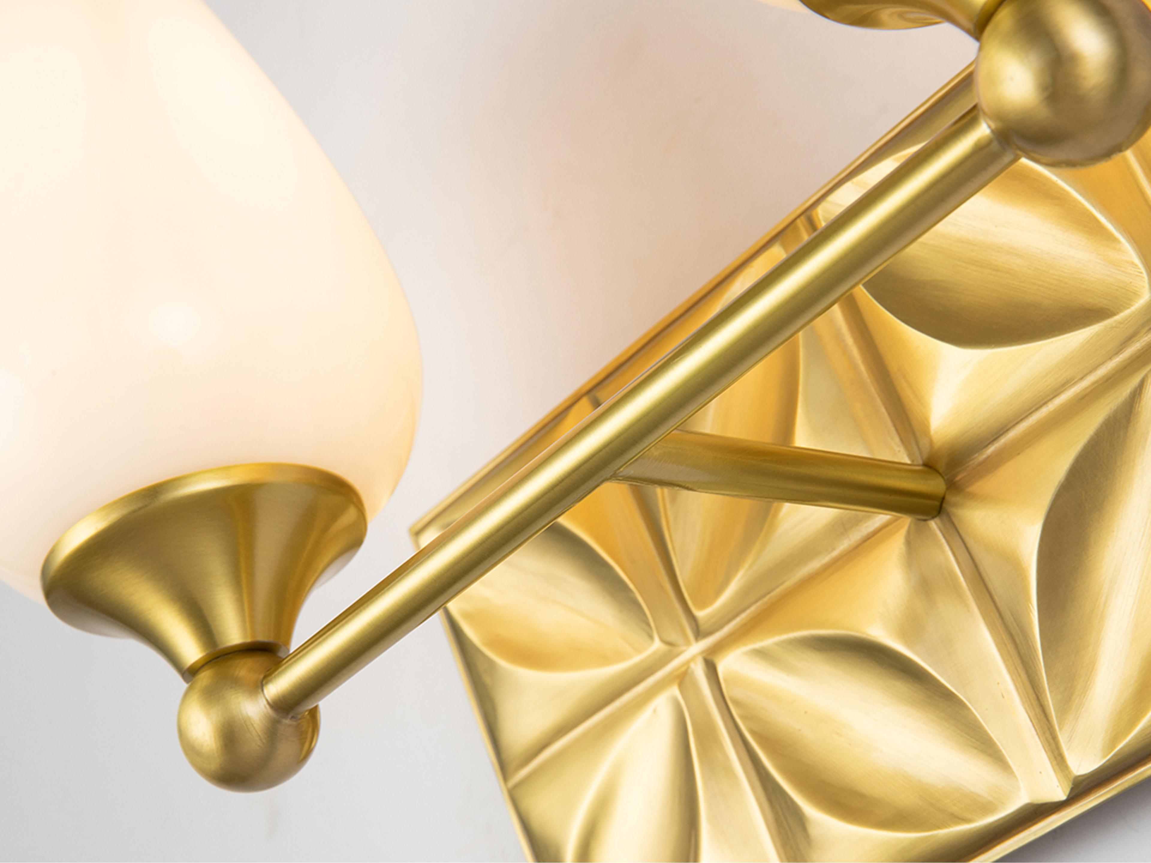 Lucas McKearn Epsilon 2-Light Aged Brass Glass Vanity Light