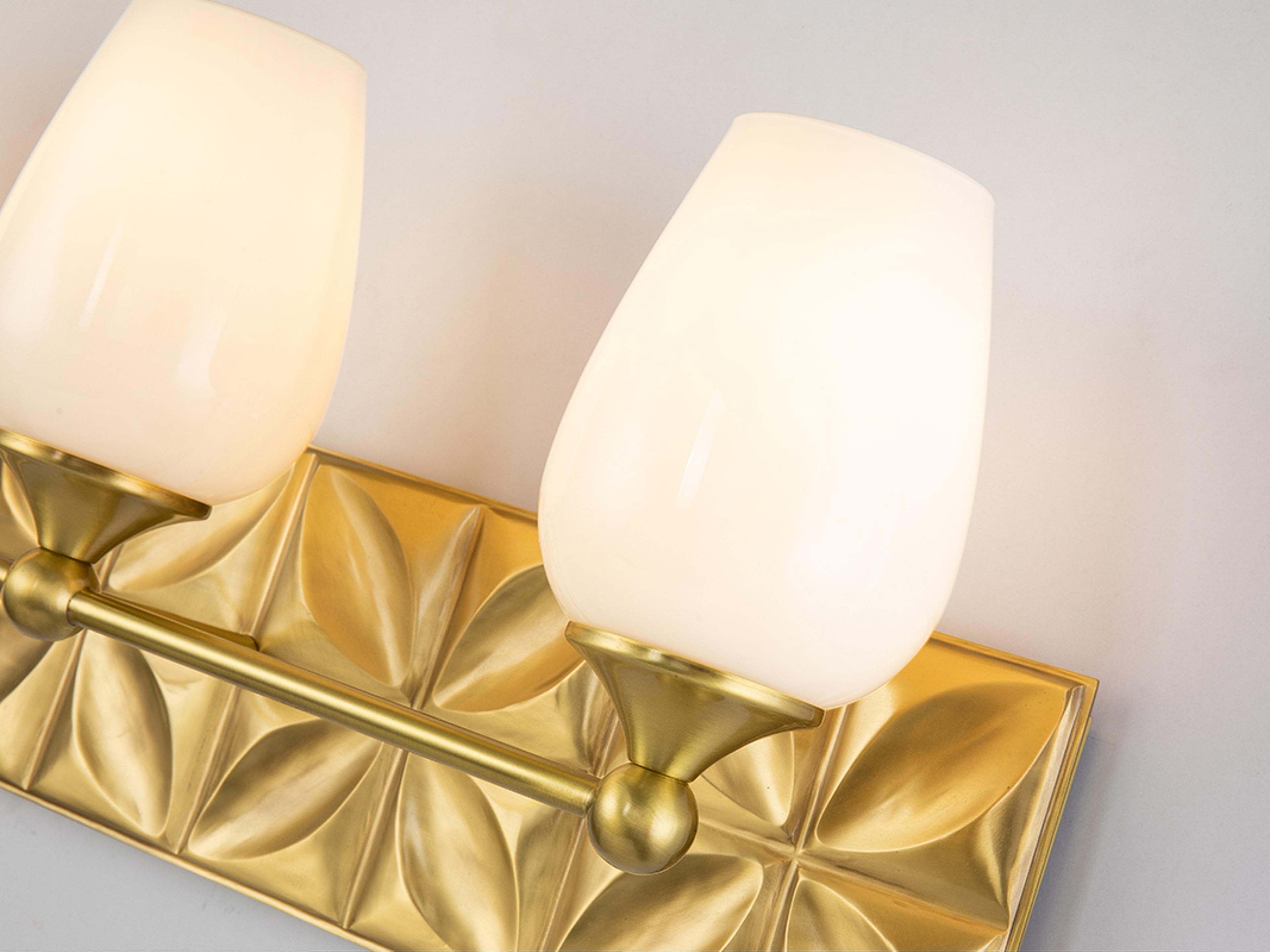 Lucas McKearn Epsilon 3-Light Aged Brass Glass Vanity Light