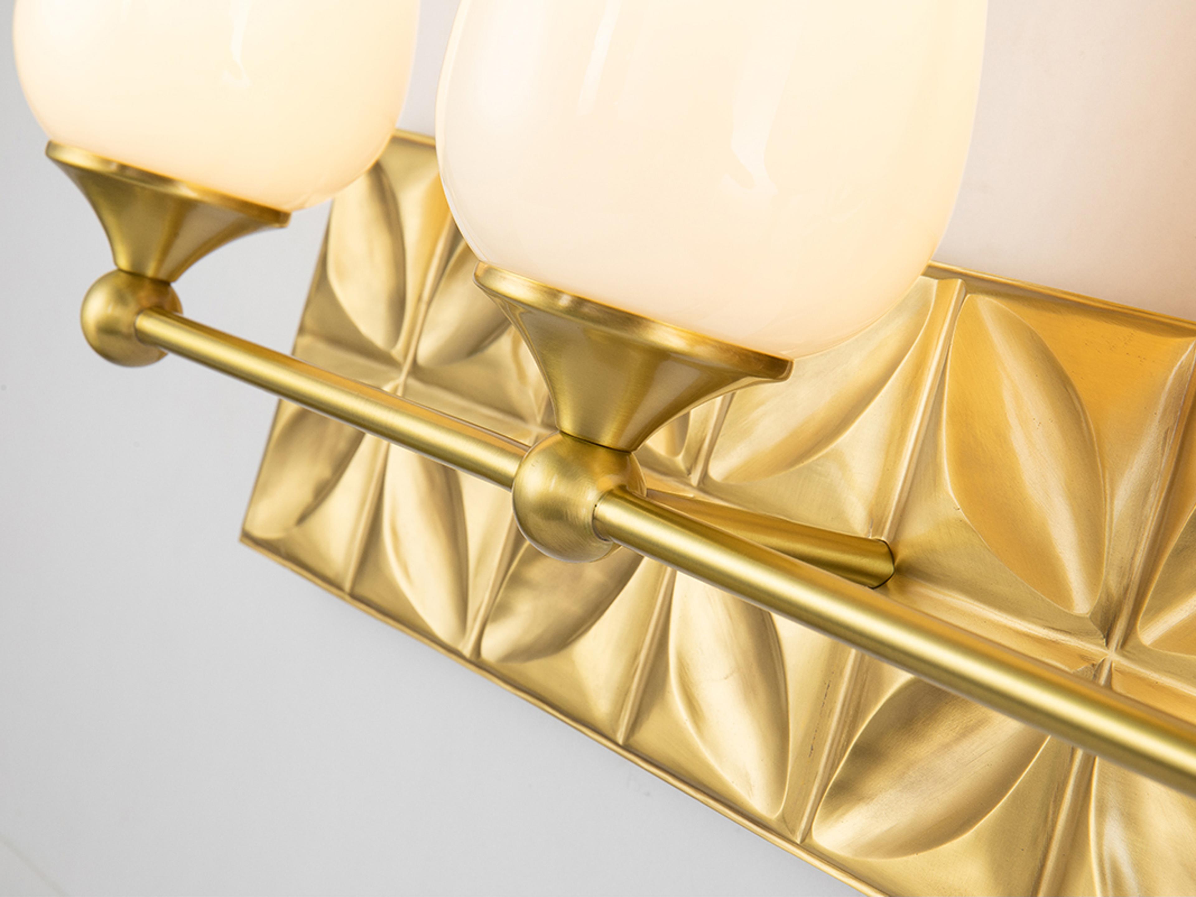Lucas McKearn Epsilon 3-Light Aged Brass Glass Vanity Light
