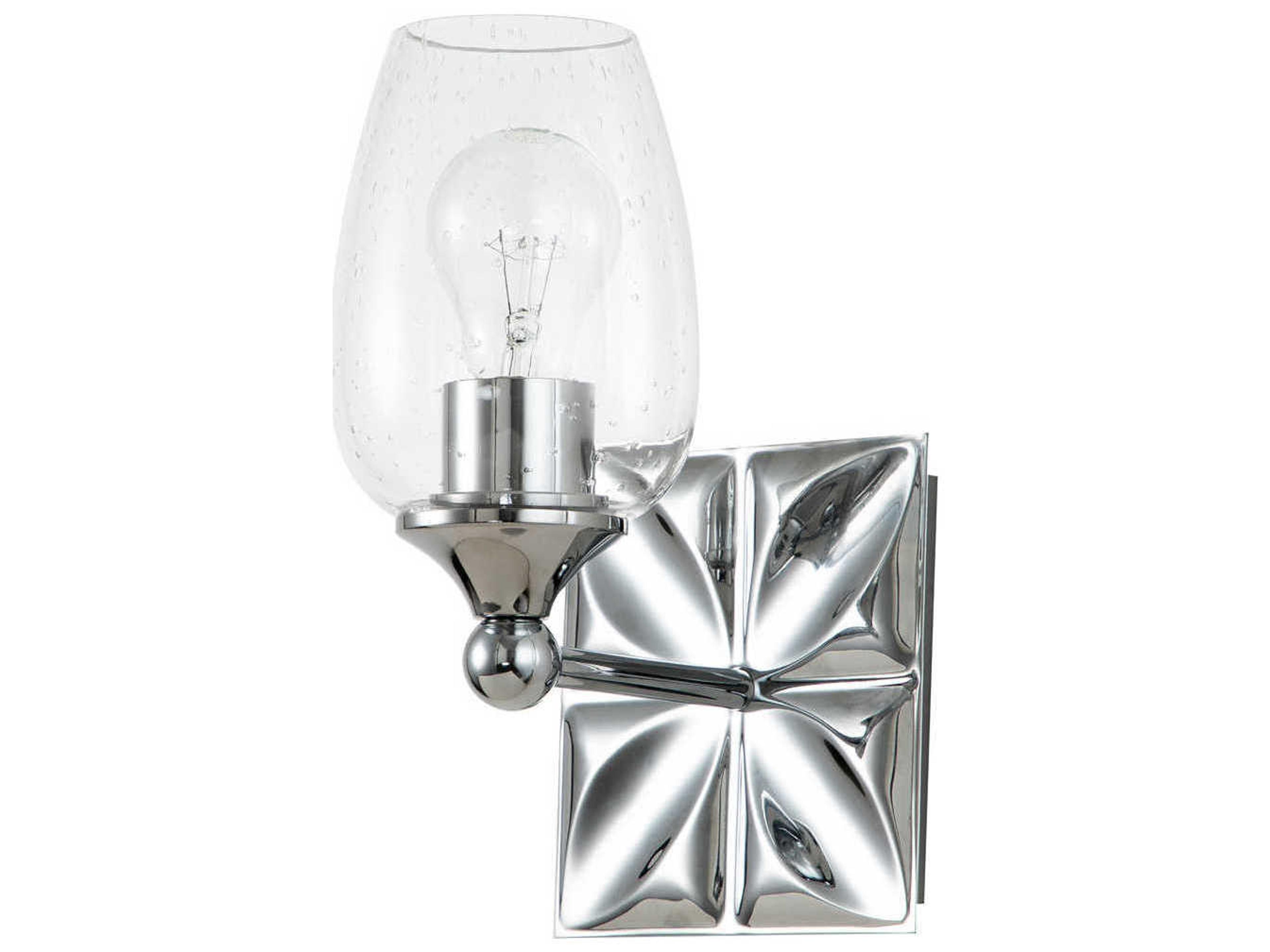 Lucas McKearn Epsilon 1-Light Polished Chrome Glass Wall Sconce