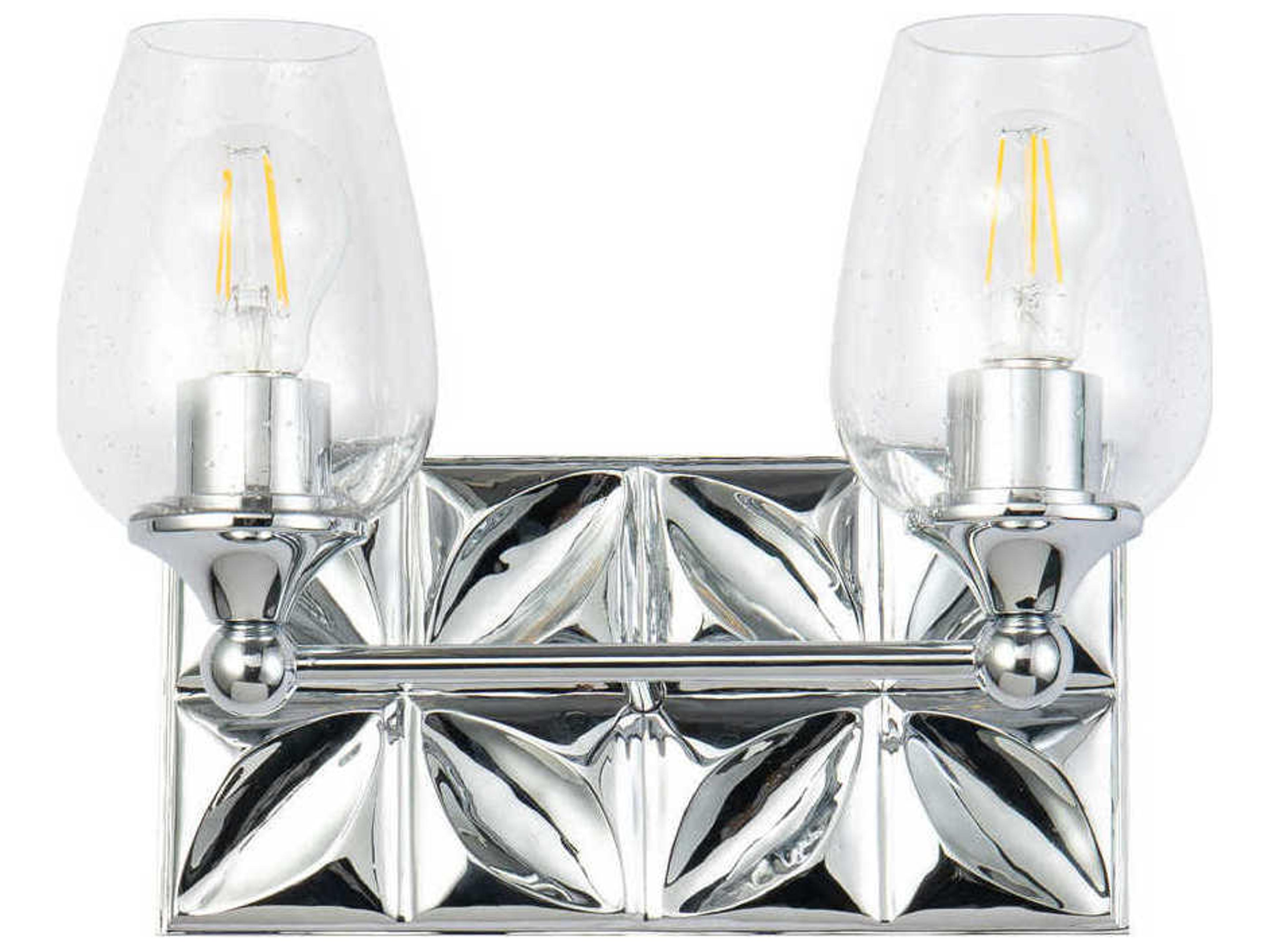 Lucas McKearn Epsilon 2-Light Polished Chrome Glass Vanity Light