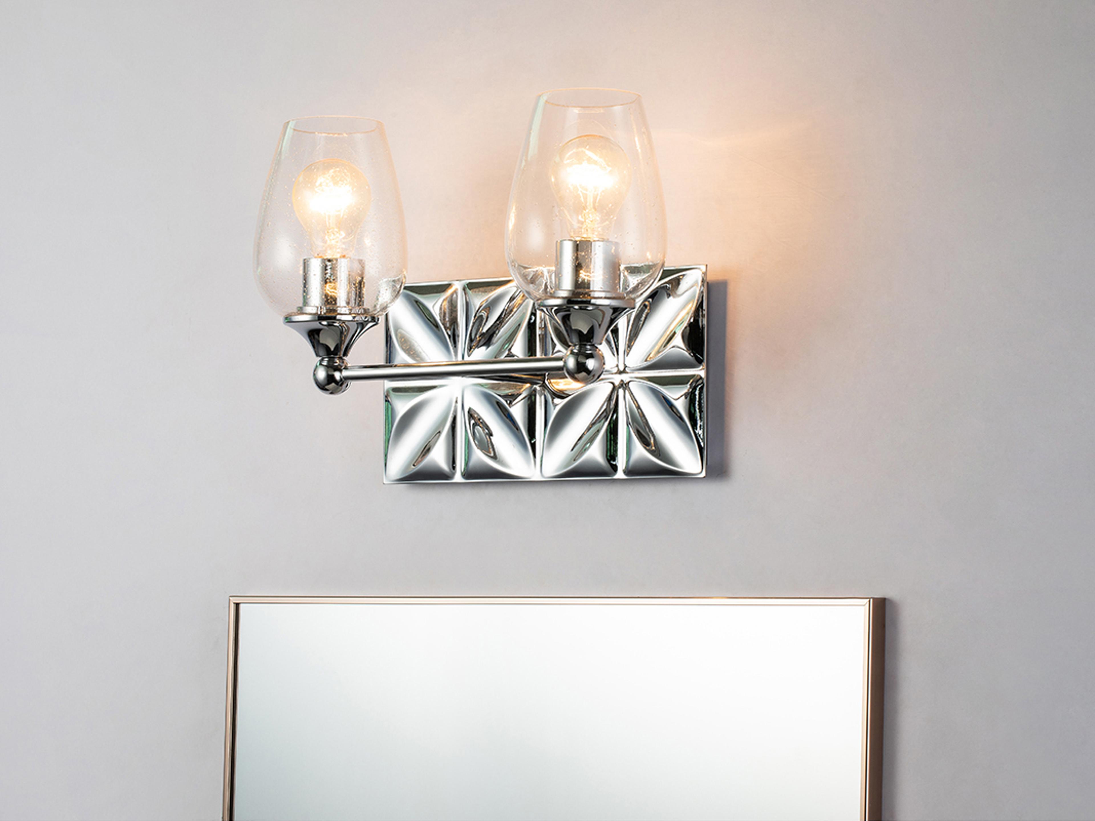 Lucas McKearn Epsilon 2-Light Polished Chrome Glass Vanity Light