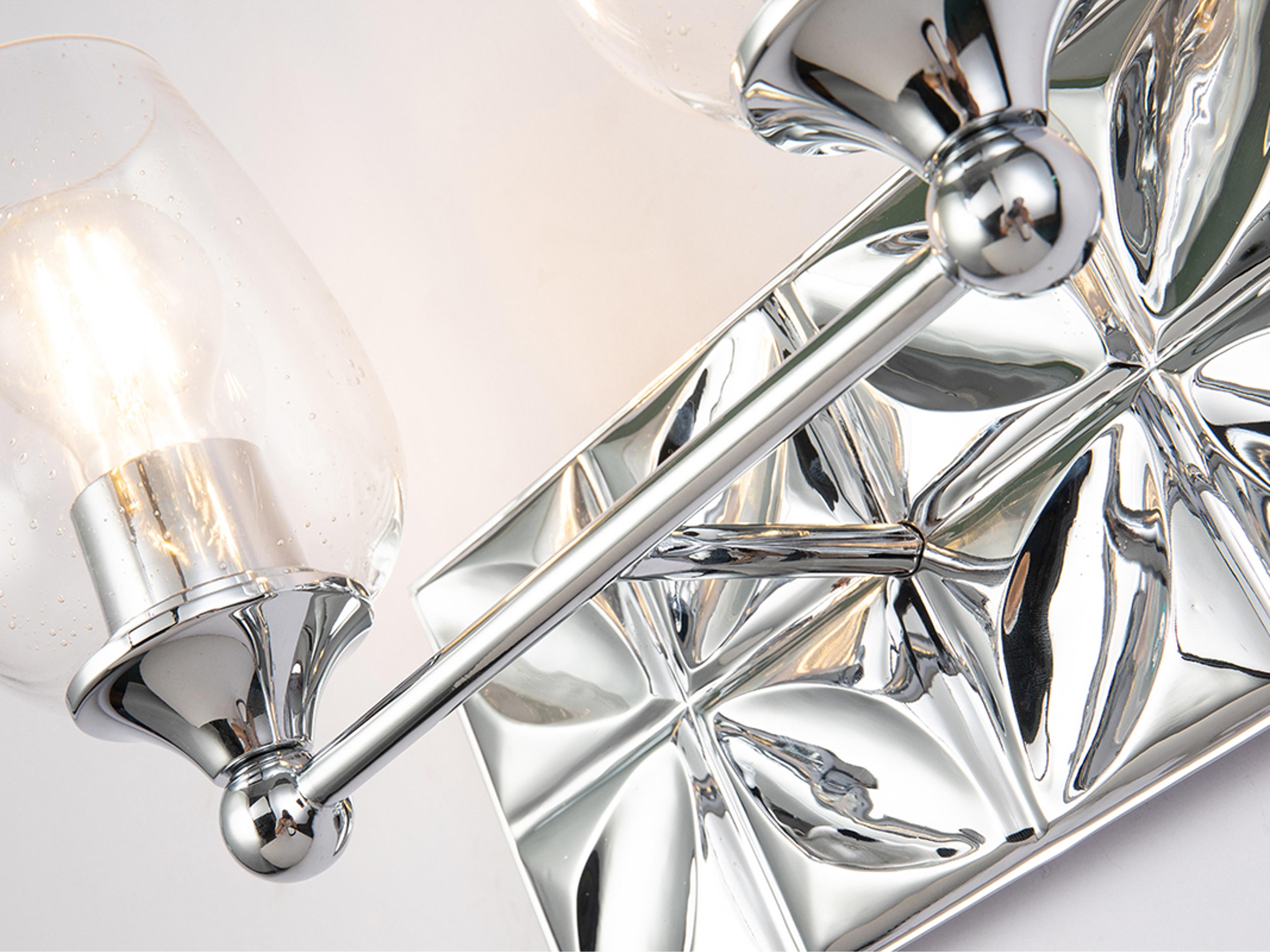 Lucas McKearn Epsilon 2-Light Polished Chrome Glass Vanity Light